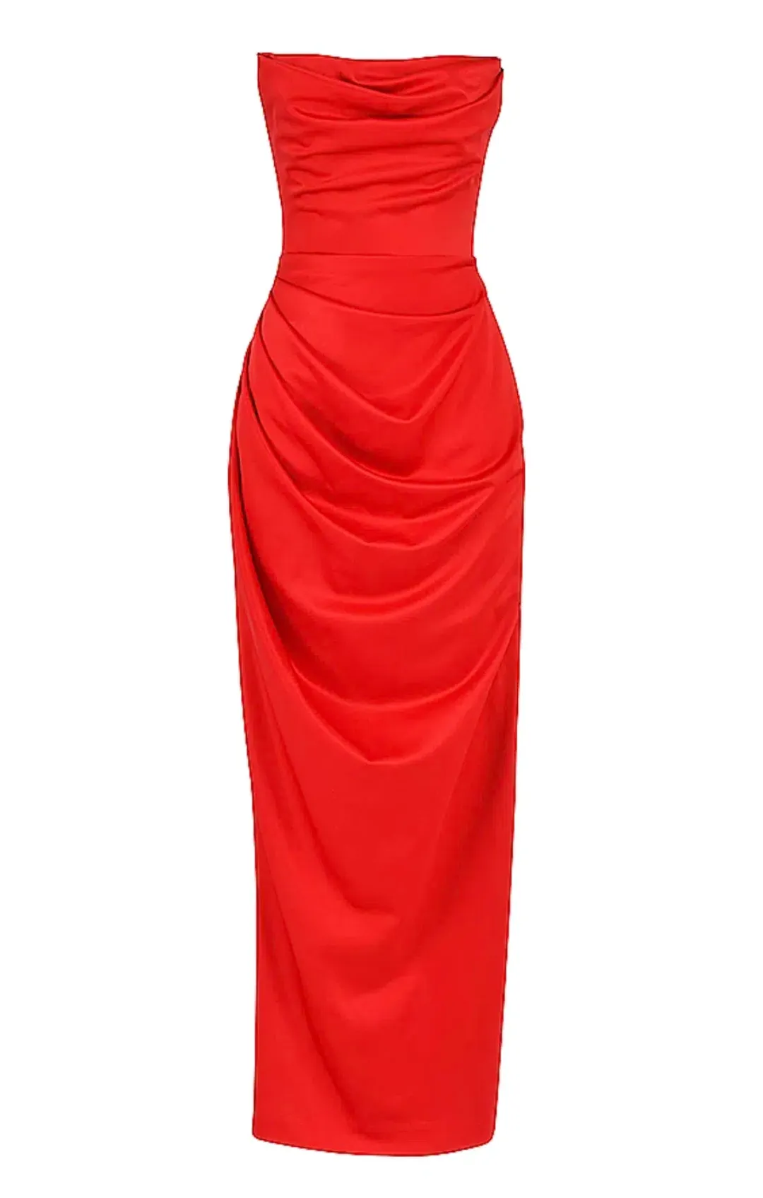 House of CB Adrienne Gathered Strapless Gown (RED) size 8 for rent on The Volte - main image