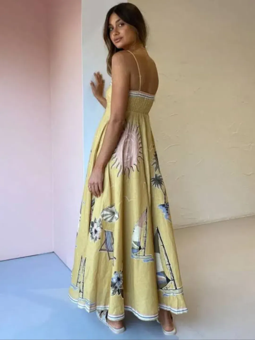 Alemais Sunset Shades Sundress in Sand Size 10 for rent on The Volte - main image