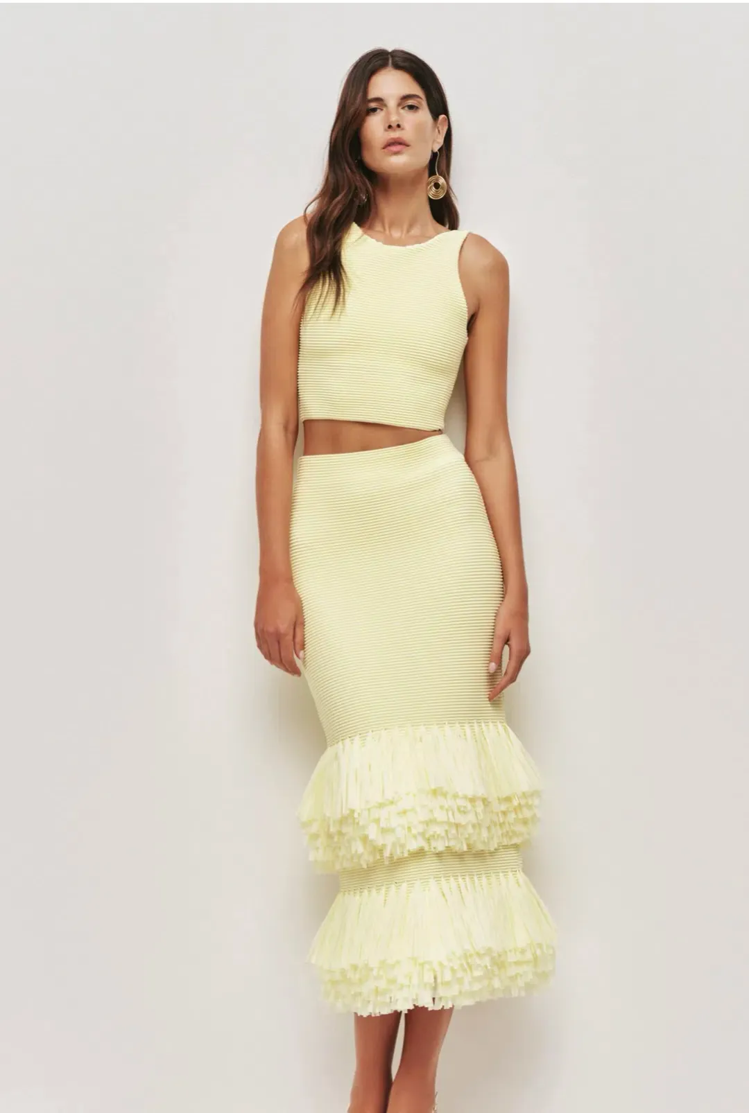 Aje Agave Knit Top/Agave Knit Raffia Skirt Set Sz 8 for rent on The Volte - main image