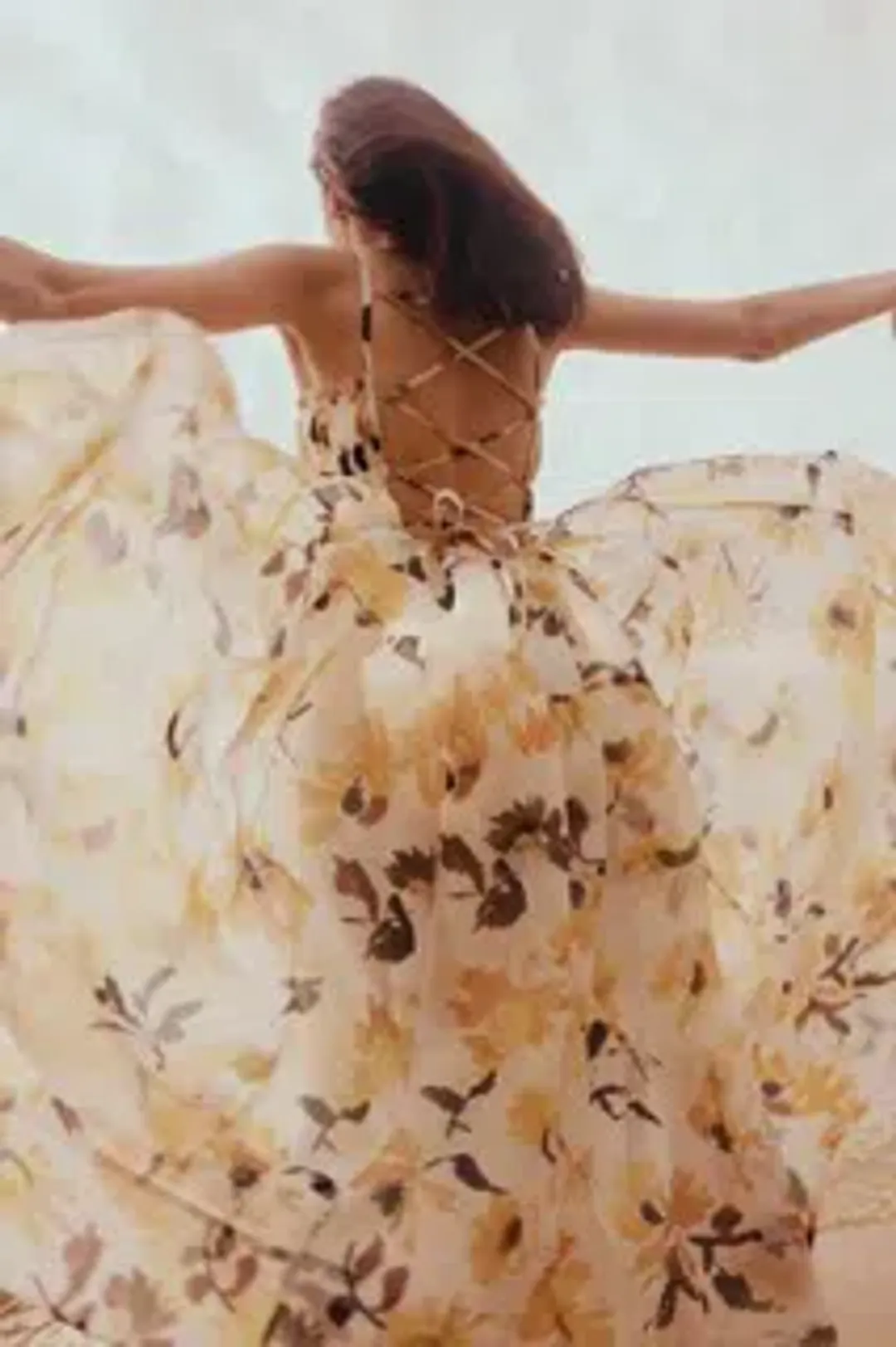 Aje Botanica Cross Back Midi Dress Pressed Sunflowers Size 8 for rent on The Volte - main image