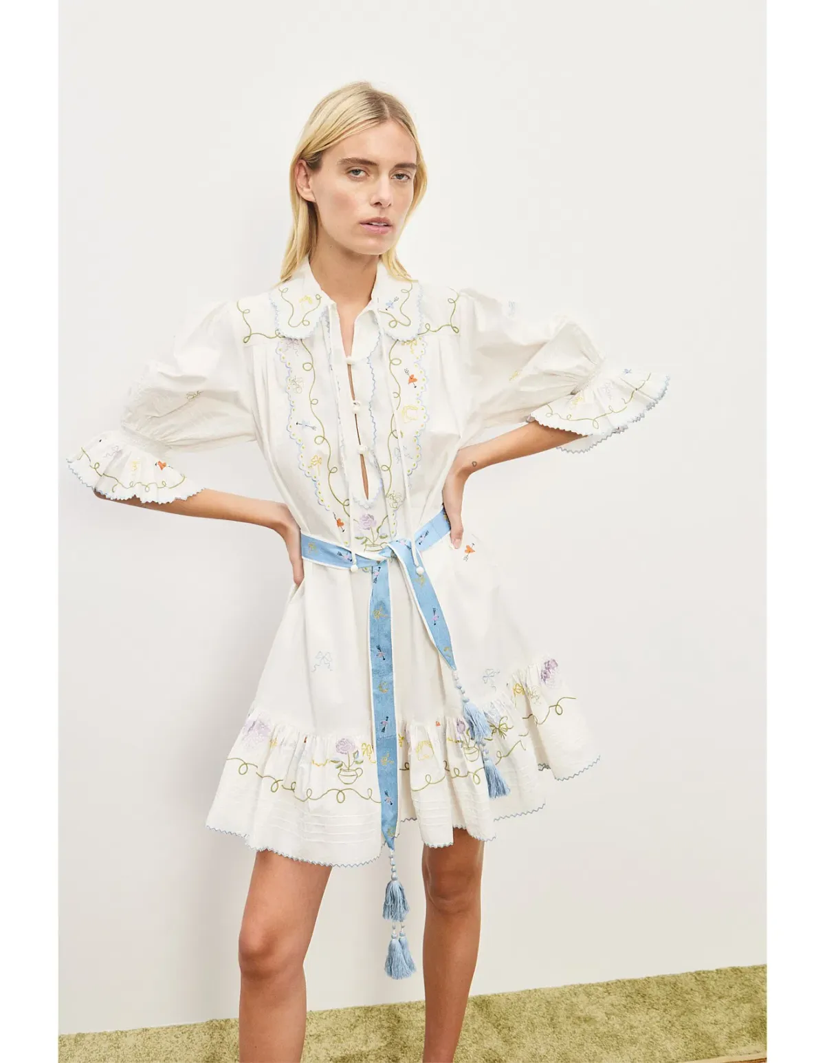 Alémais Giulia Embroidered Mini Dress Size 12 - Image 1