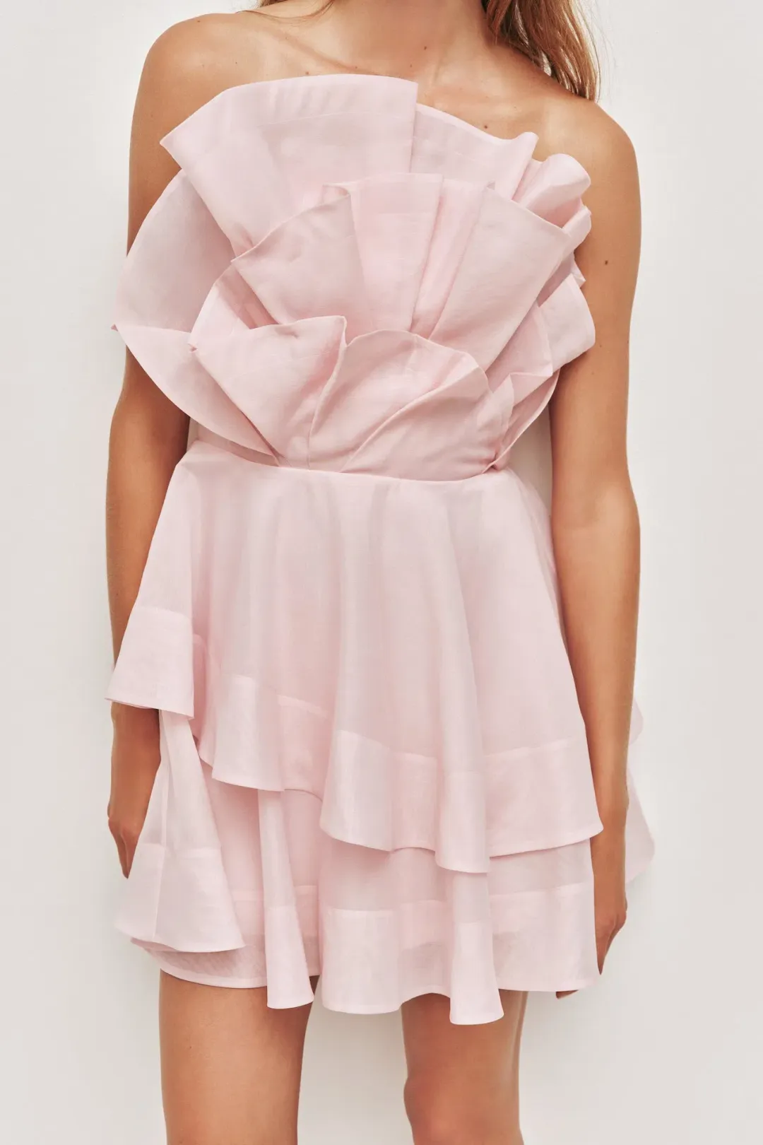 Aje Selestia Mini Dress in Ash Pink Size 10 for rent on The Volte - main image