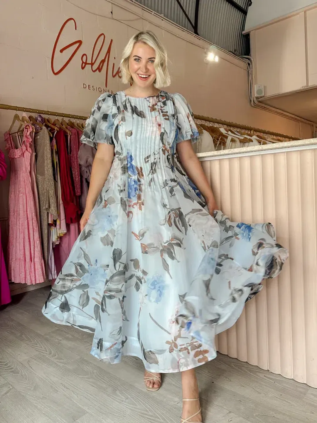 Aje Nova Pleated Midi Dress in Divine Orchid Size AU 10 for rent on The Volte - main image