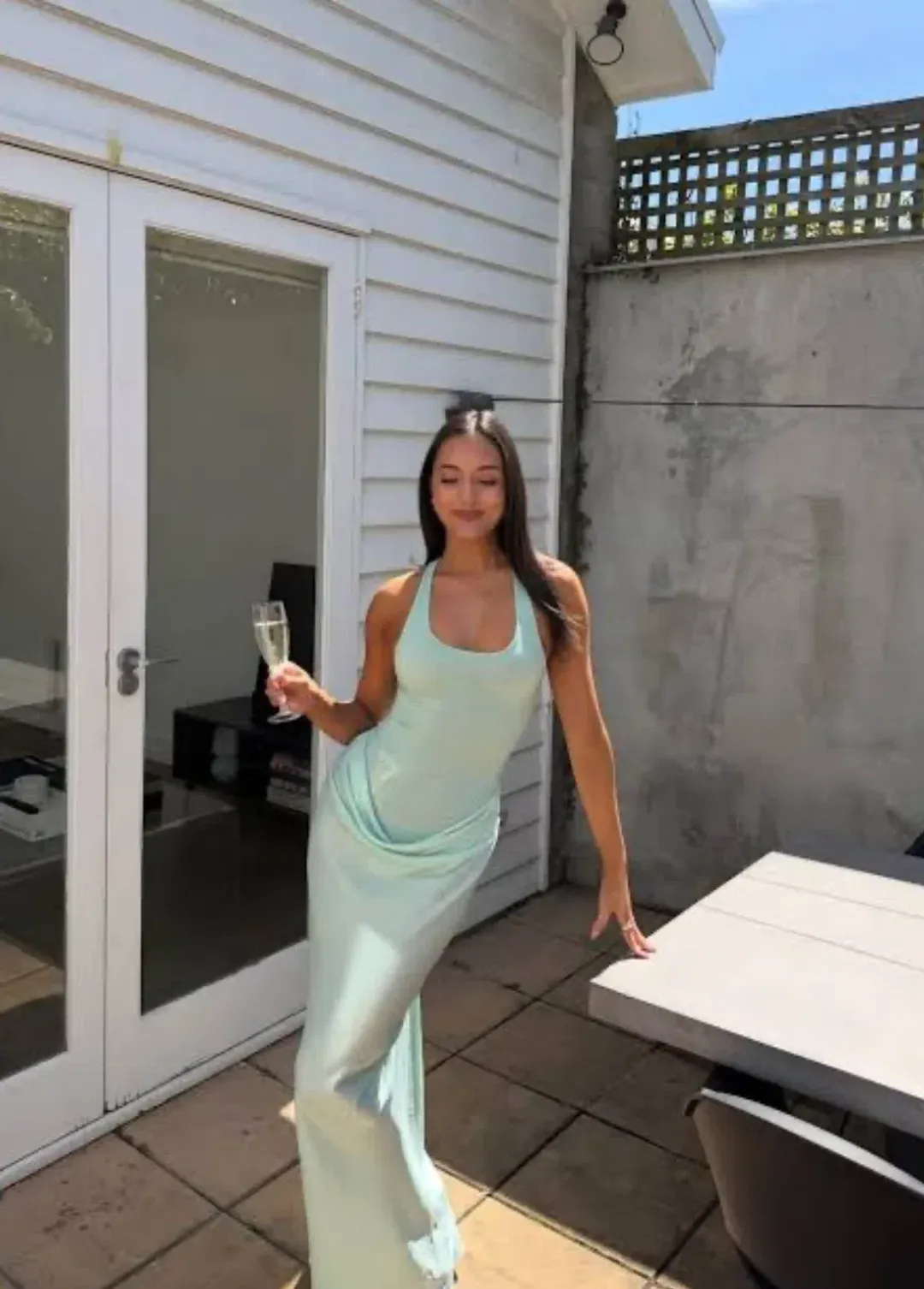 Benni Jade Maxi Dress in Bleached Aqua AU 8 for rent on The Volte - main image