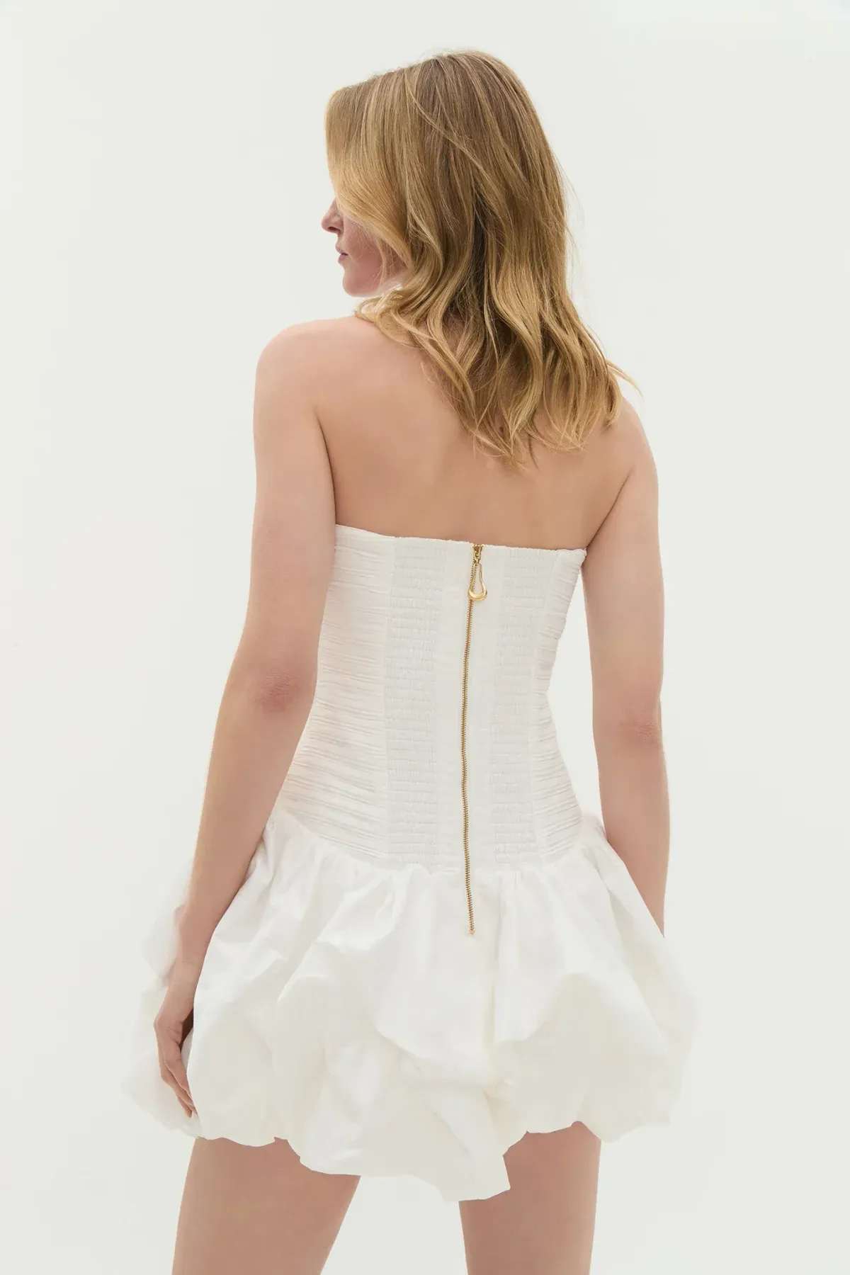 AJE  Violette Bubble Hem Mini Dress in ivory white | size 6 xs - Image 4