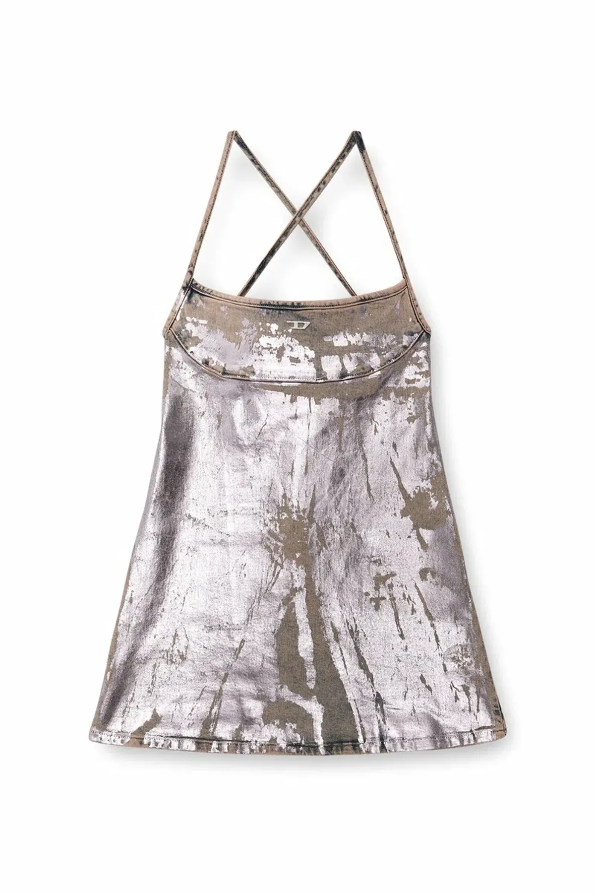 Diesel Strappy mini dress in pop-colour denim - Image 4