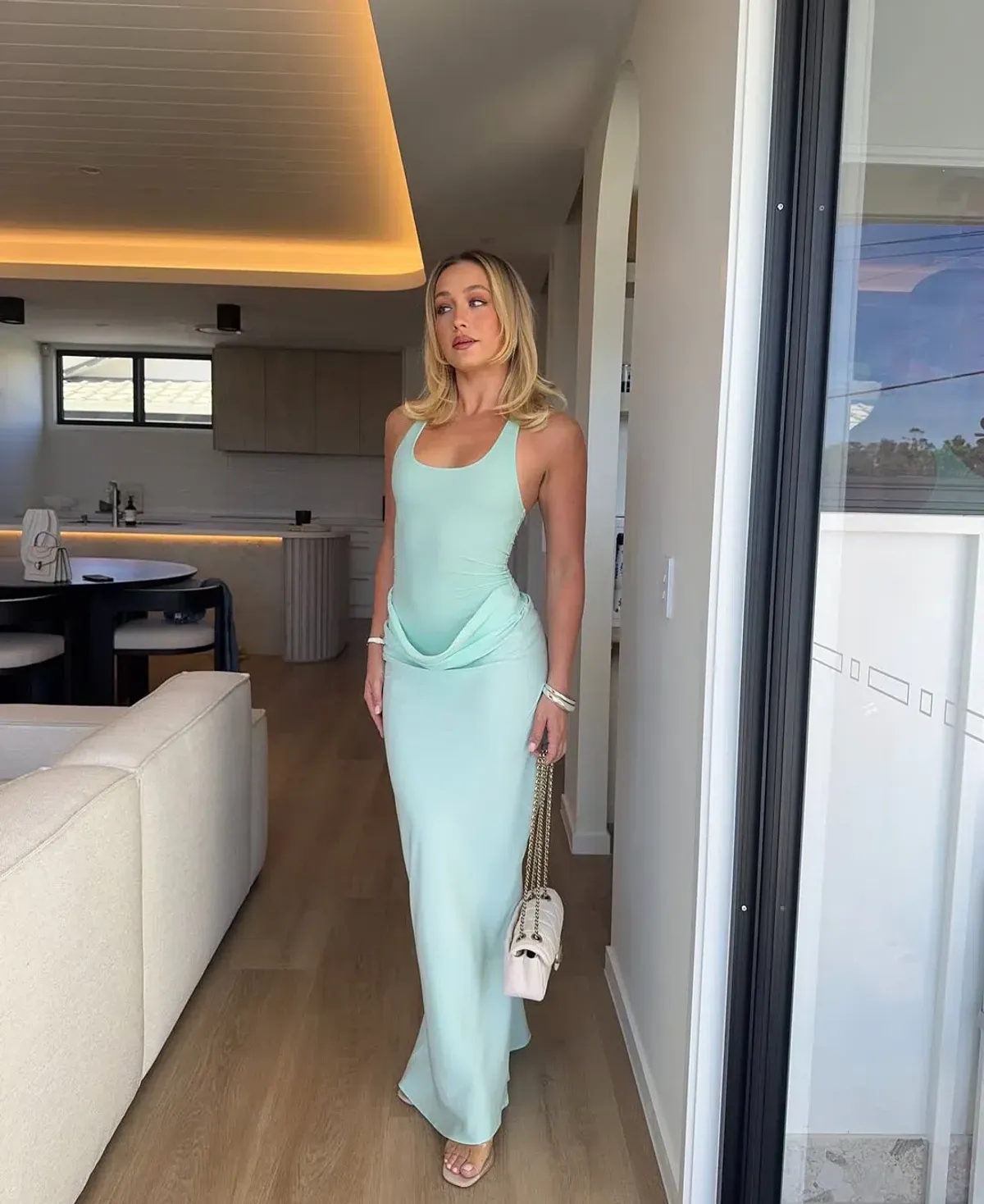 BENNI JADE MAXI DRESS IN BLEACHED AQUA AU 8 - Image 1