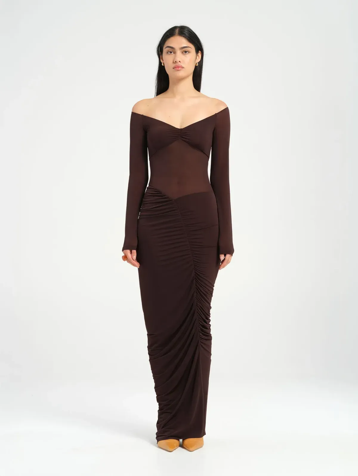 BENNI WILMA MAXI DRESS BROWN SIZE 10 - Image 1