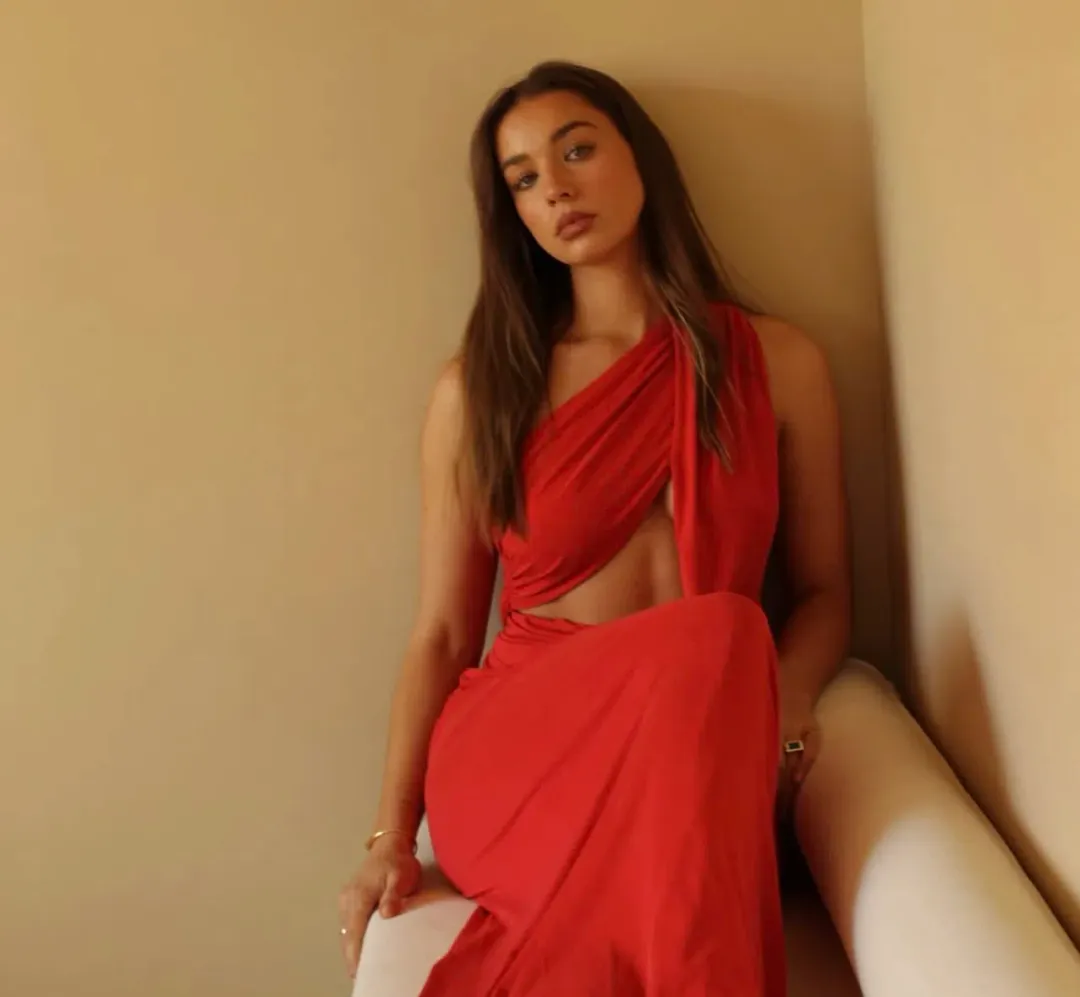 MISHA Collection The Solstice Cupro Dress in Cherry Red Size S / 8 AU for rent on The Volte - main image