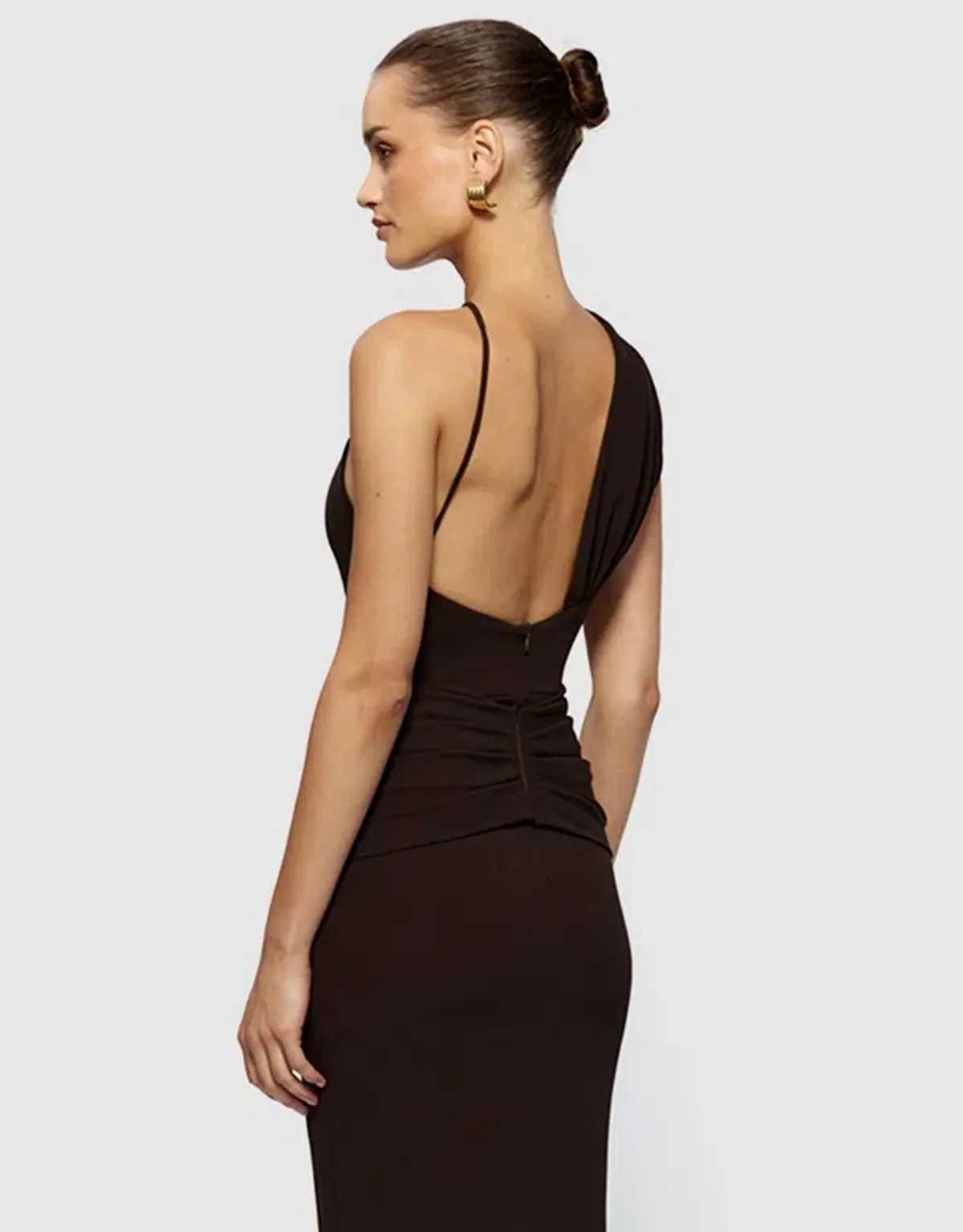 Effie Kats Greer Gown Asym in Coffee Chocolate Brown in Size XS / 6 AU - Image 3