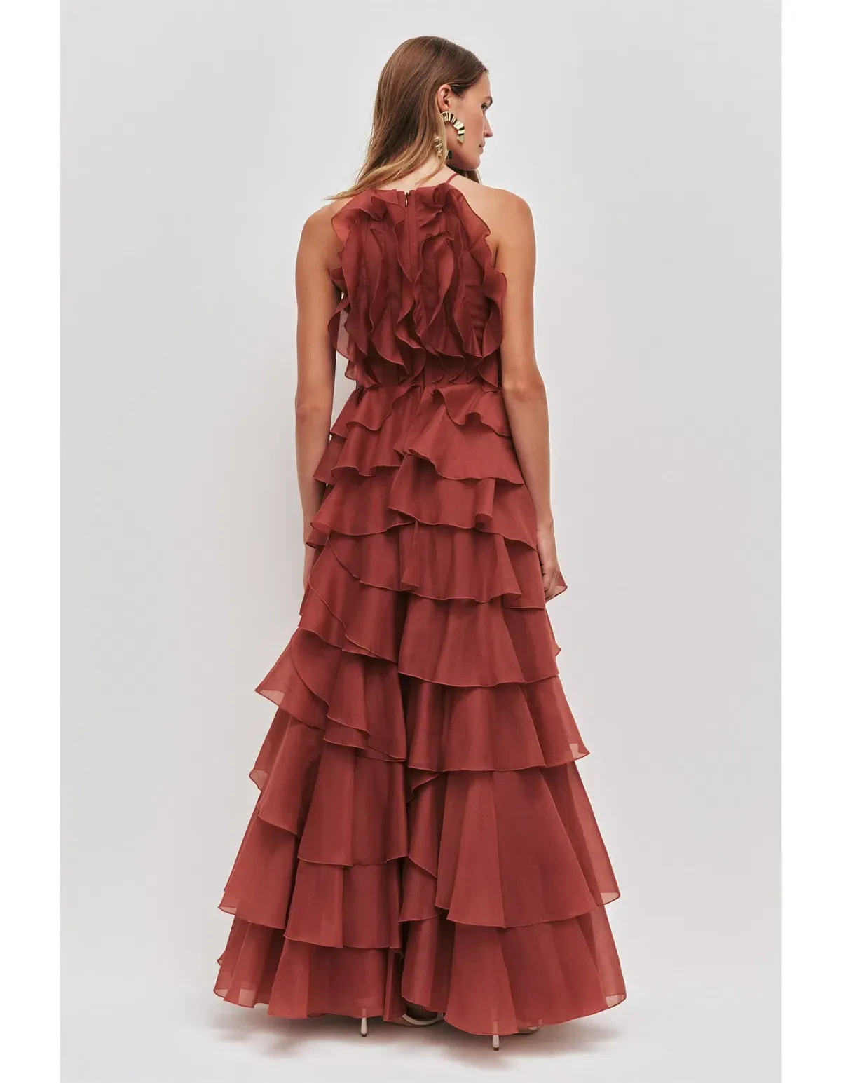 Aje Cleo Gown in Rust Size 10 - Image 3