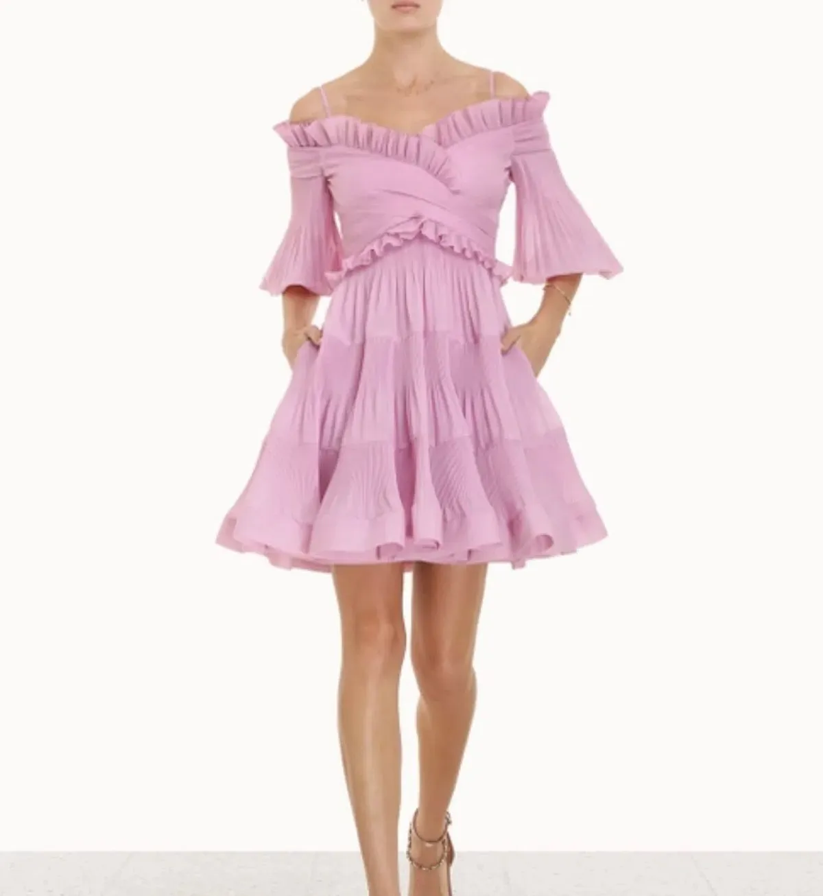ZIMMERMAN Pleated off shoulder mini in lilac  - Image 3