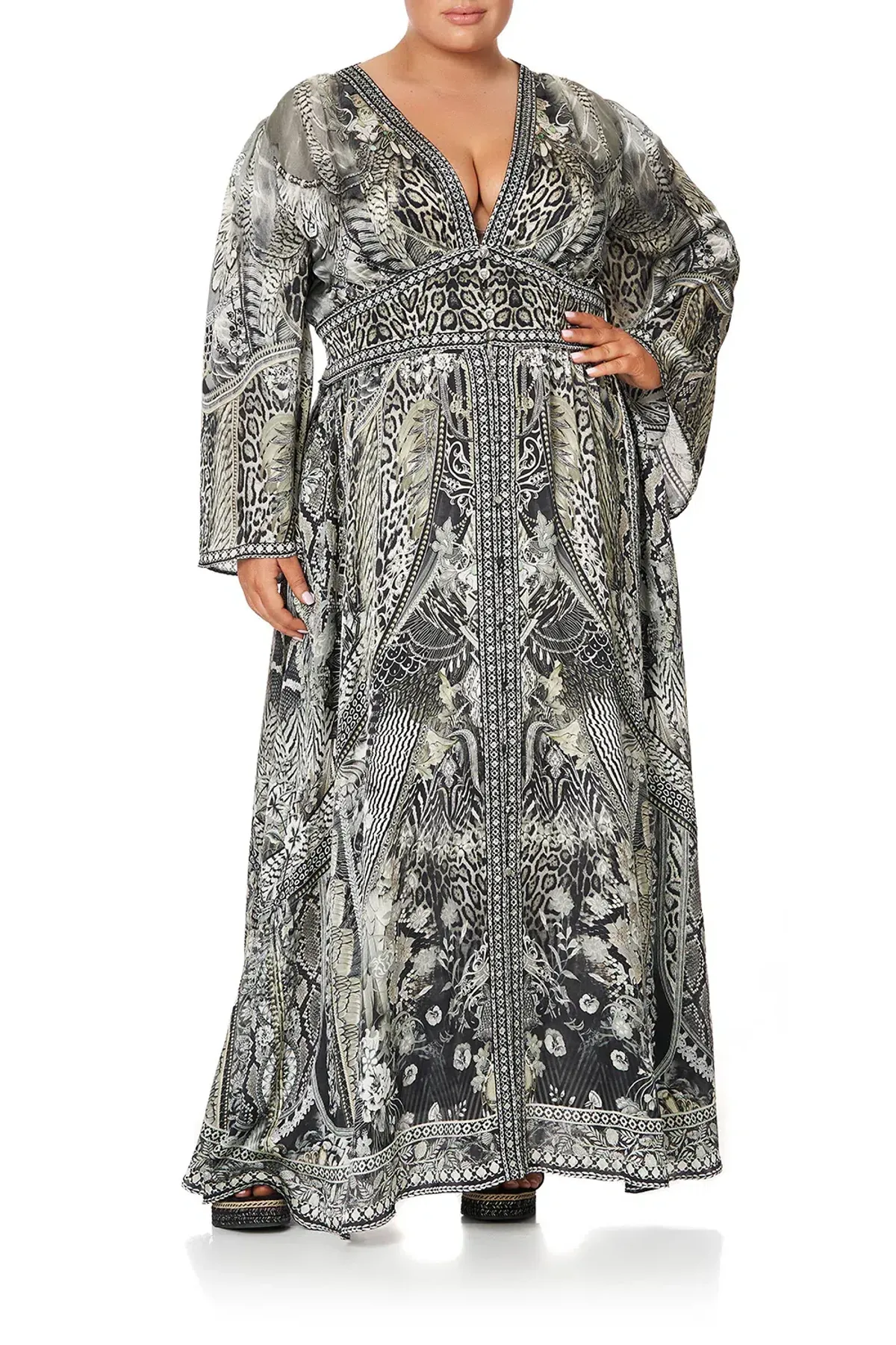 Camilla Kimono Sleeve Dress With Shirring Detail One Tribe size 3XL - Image 1