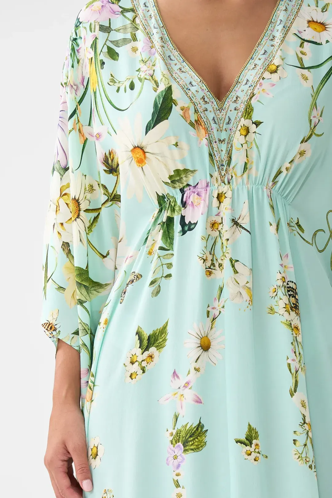 Camilla Gathered Waist Kaftan Floral Freefall size OS for rent on The Volte - main image