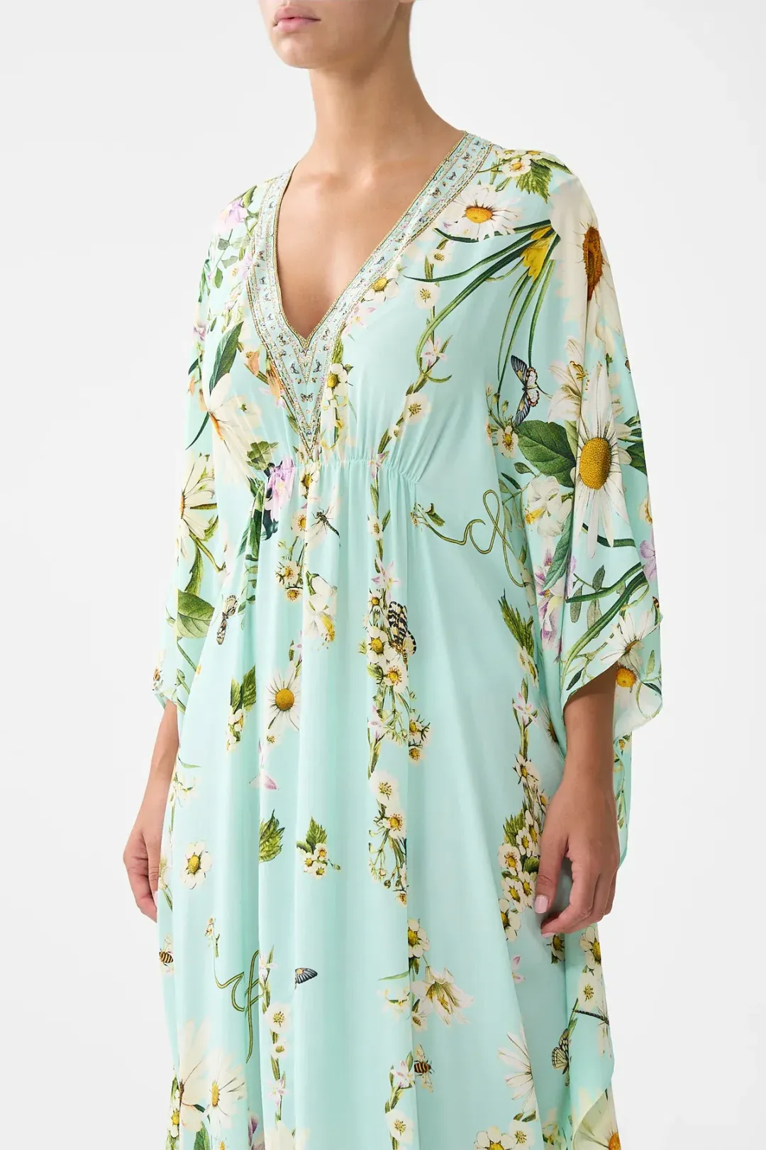 Camilla Gathered Waist Kaftan Floral Freefall size OS for rent on The Volte - main image