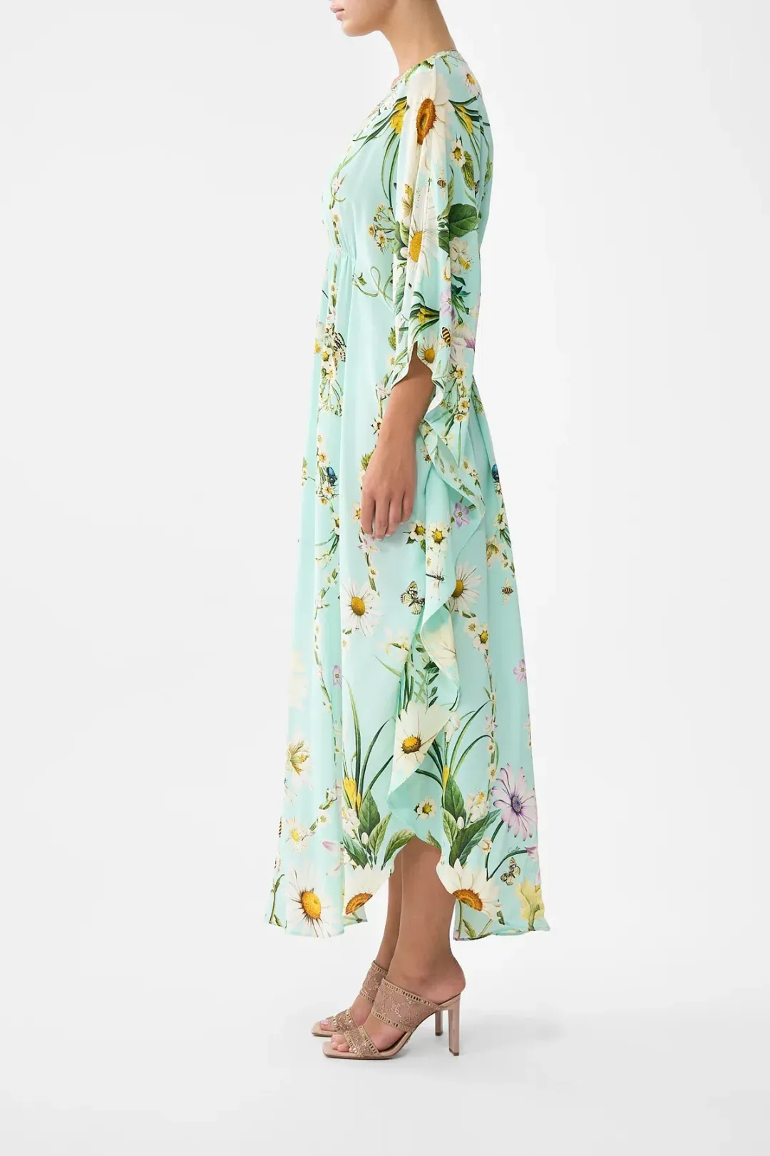 Camilla Gathered Waist Kaftan Floral Freefall size OS for rent on The Volte - main image