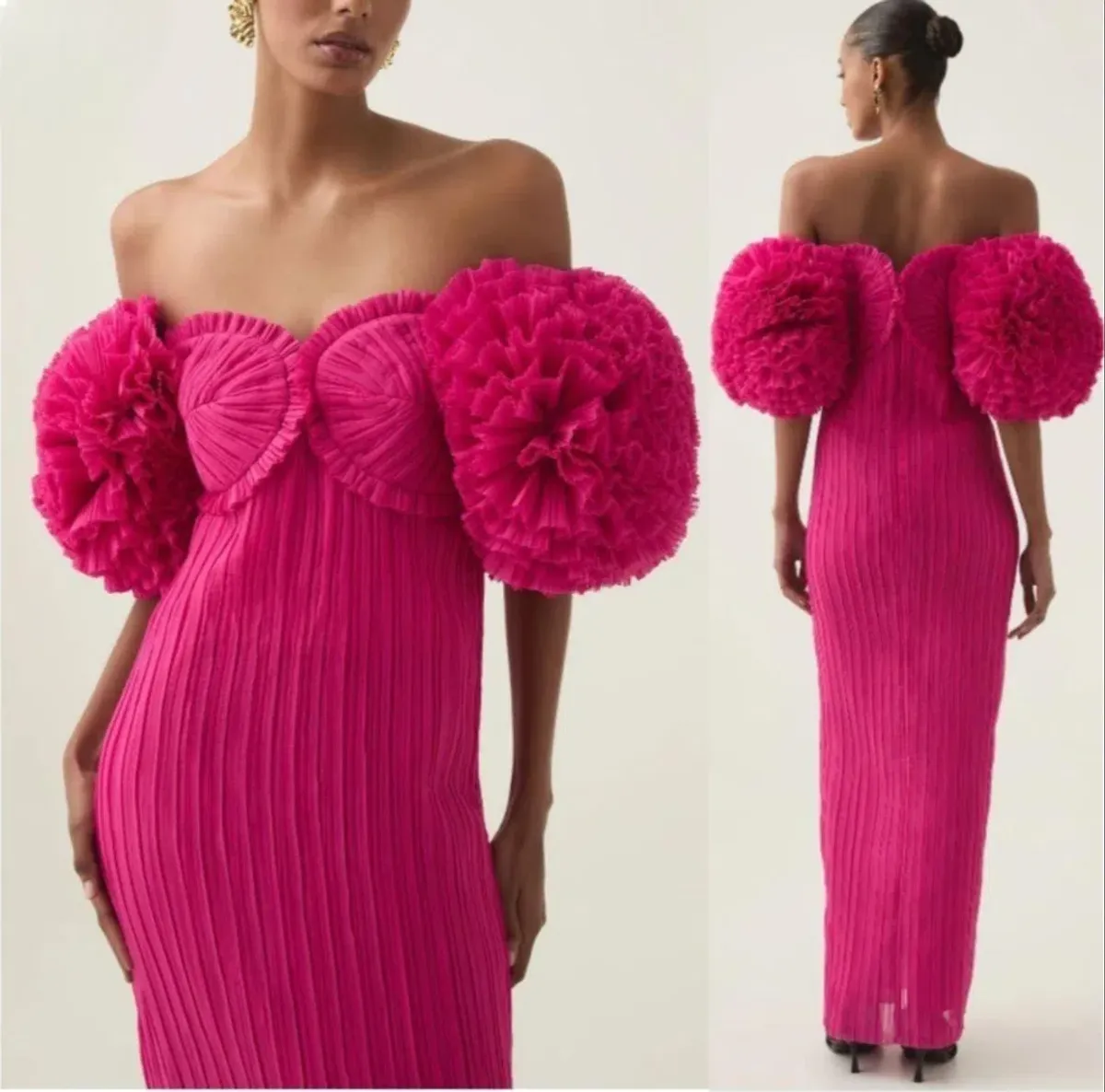 Aje Crystallise Pleated Maxi Gown in Hot Pink Size 8 - Image 1