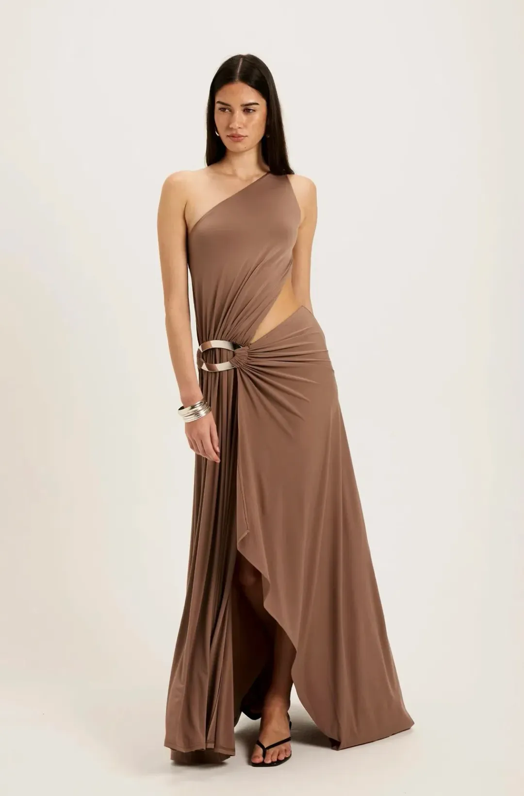 Ance Gria Serena Gown in taupe size XS  for rent on The Volte - main image