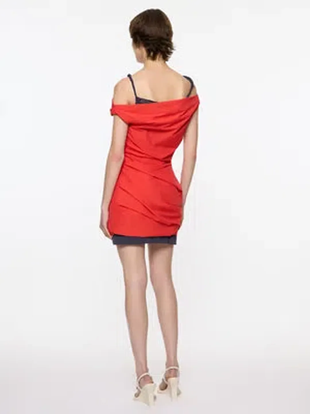 Paris Georgia Atlas Mini Dress | Red/Navy Size XS for rent on The Volte - main image