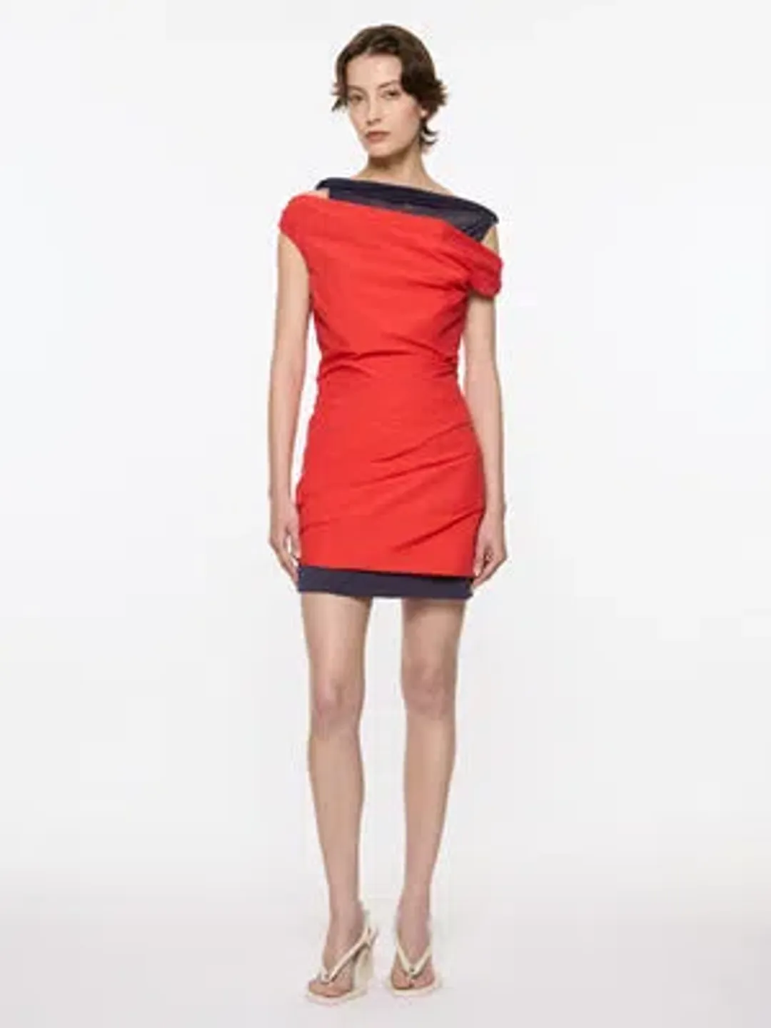 Paris Georgia Atlas Mini Dress | Red/Navy Size XS for rent on The Volte - main image