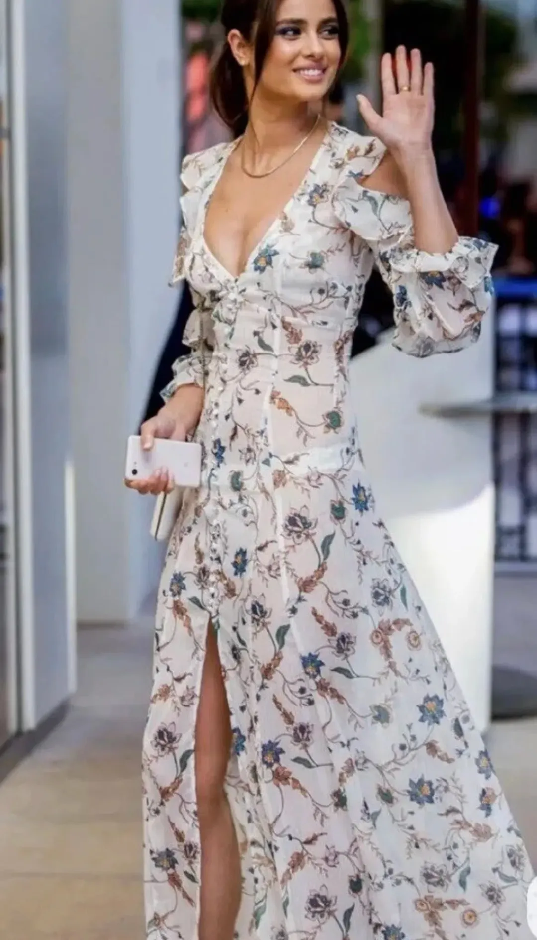 For Love & Lemons Elyse Ruffle Maxi Dress Size M Long Sleeve V Neck for rent on The Volte - main image