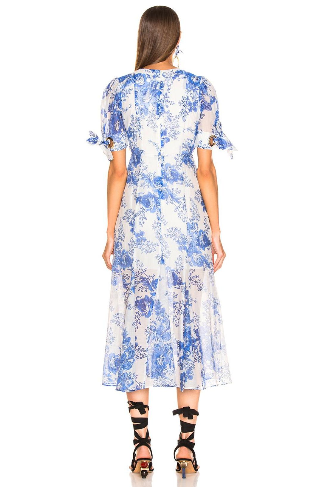 Alice Mccall Only Everything blue and white silk midi dress Size 6 for rent on The Volte - main image