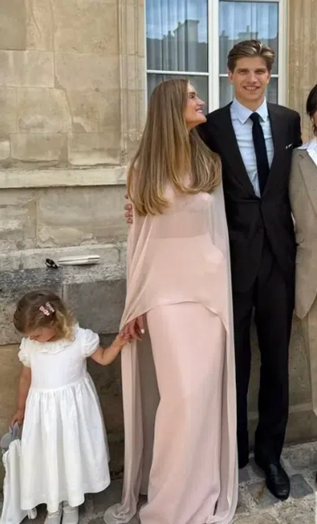 Custom Cape Sequin Gown | Pale Pink Small (8) for rent on The Volte - main image