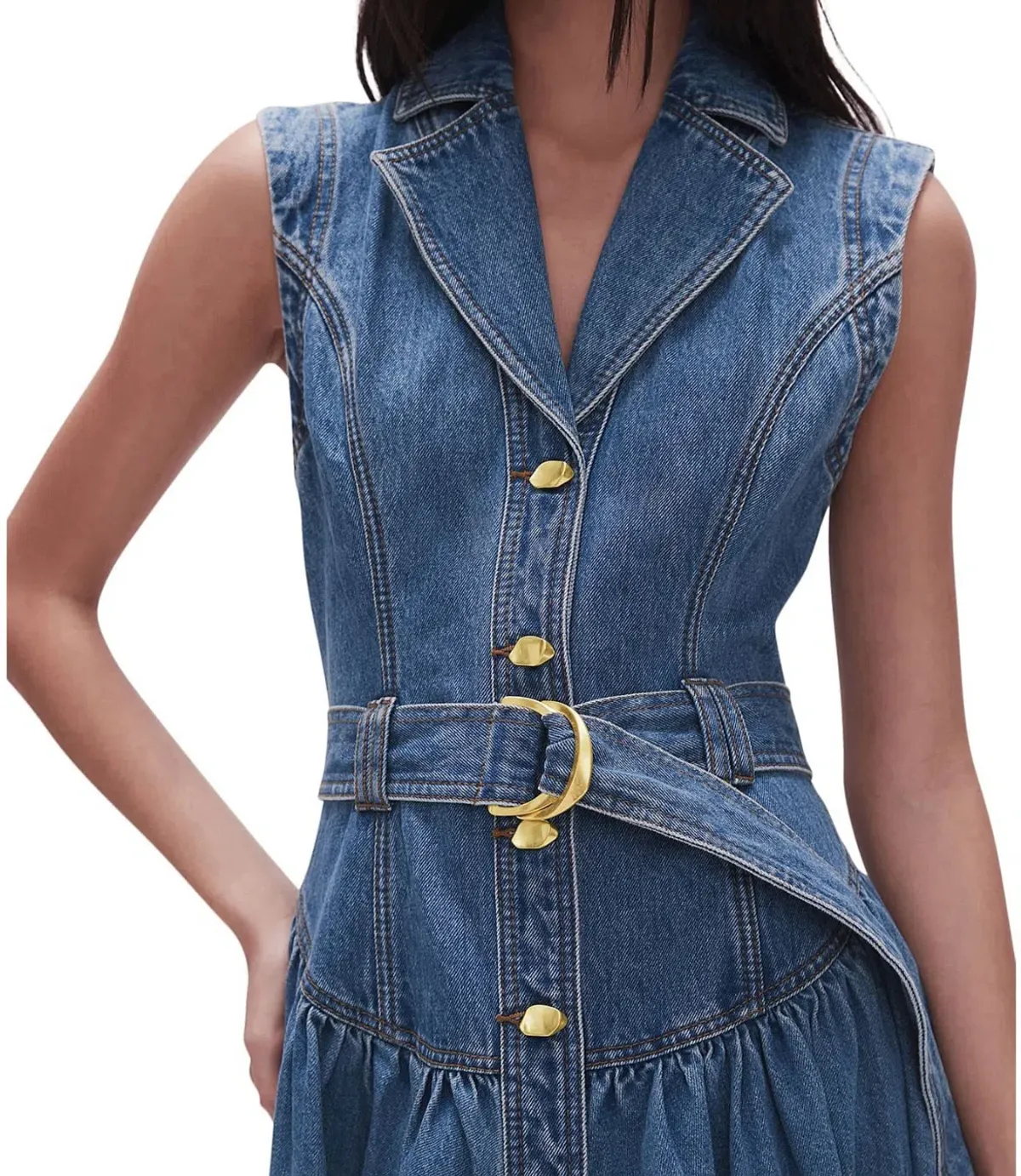 Aje Elena Blue Denim Midi Dress Size 10 - Image 2