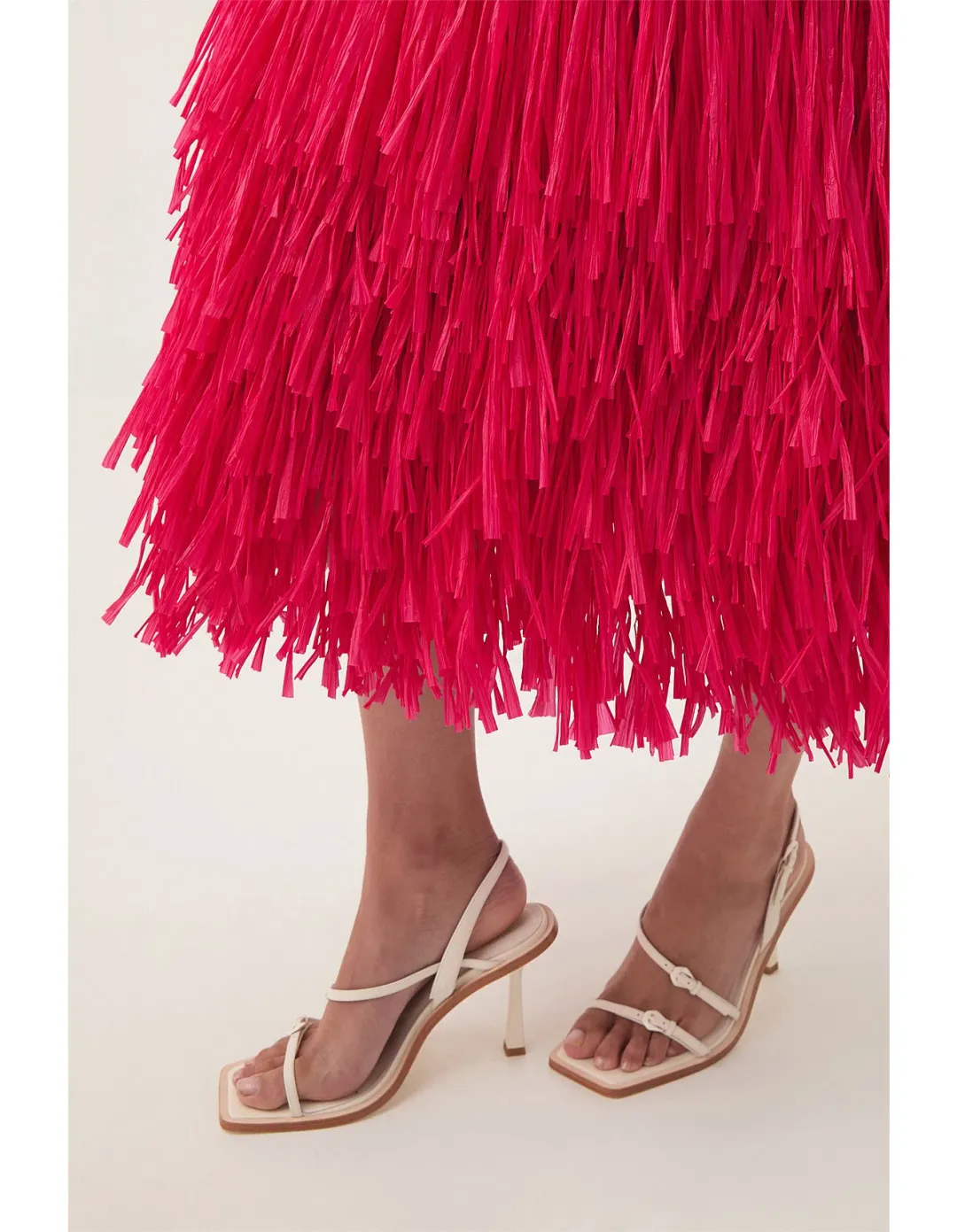 Aje / Rushes Raffia Knit Midi / Deep Fuchsia/ size Small (8) for rent on The Volte - main image