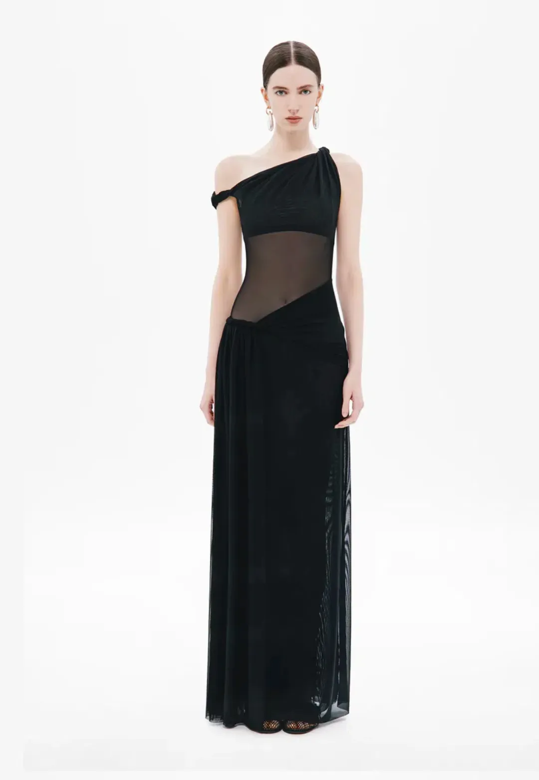 Misha Sisal Mesh Maxi Dress in Black for rent on The Volte - main image