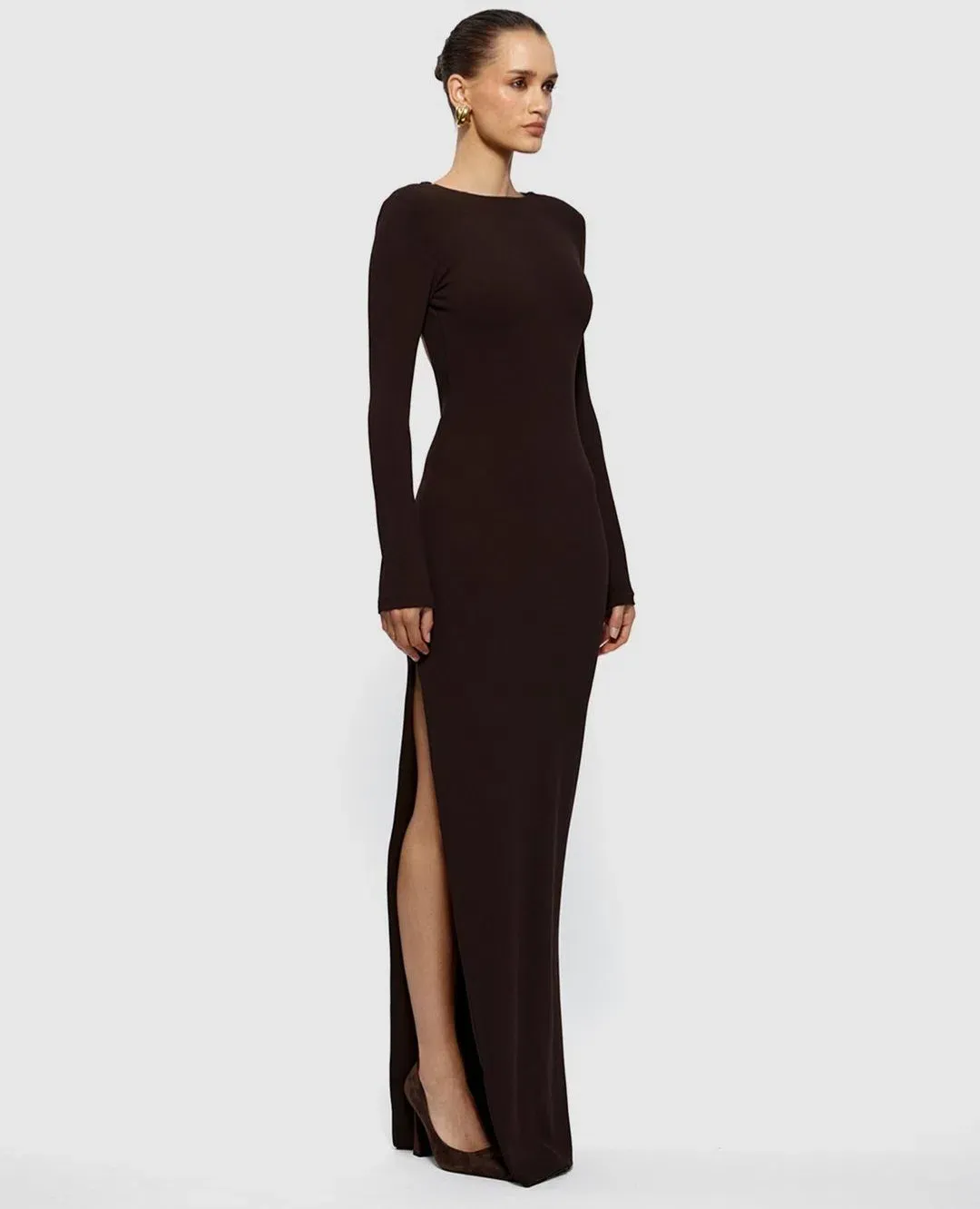 Effie Kats Indie Gown in Coffee size L/AU12 for rent on The Volte - main image