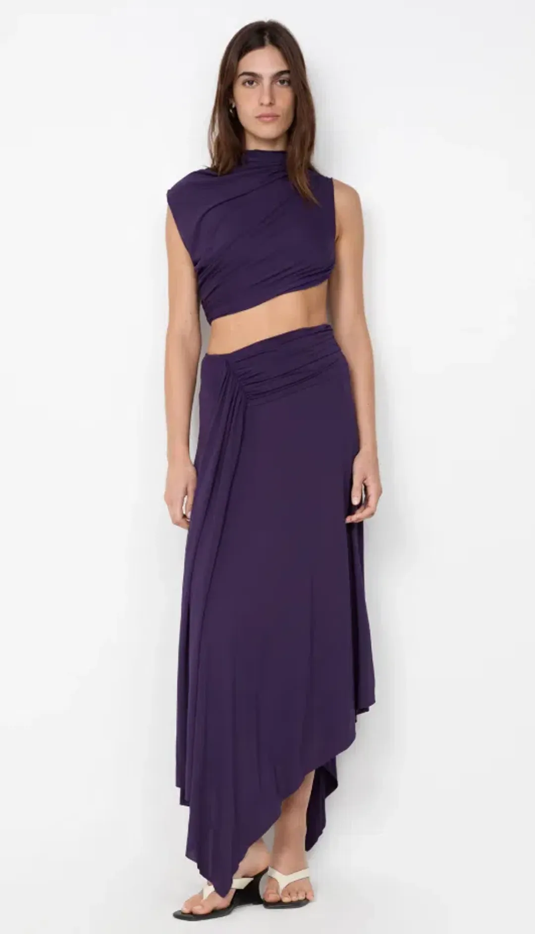 Bec & Bridge LEILAH DRAPE MIDI DRESS DEEP VIOLET Size 6 for rent on The Volte - main image