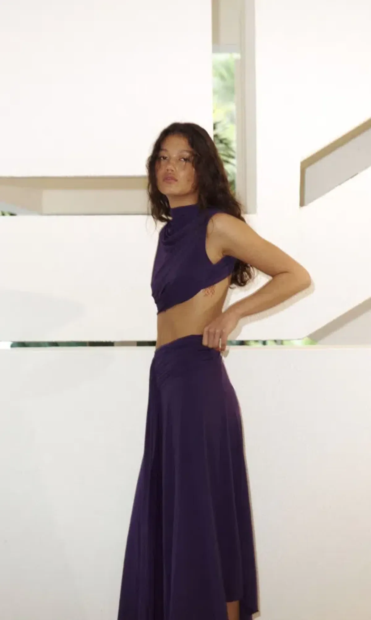 Bec & Bridge LEILAH DRAPE MIDI DRESS DEEP VIOLET Size 10 - Image 1