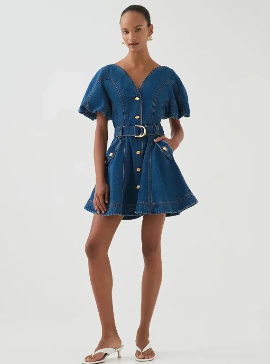 AJE Harper Denim Mini Dress Size AU8 for rent on The Volte - main image