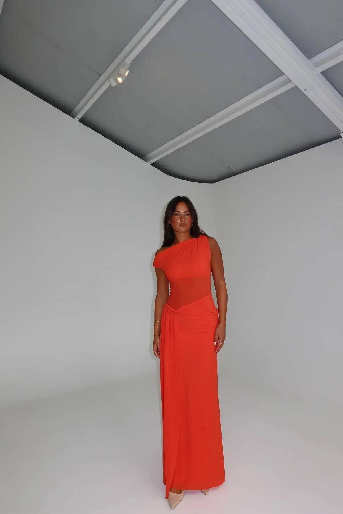 MISHA- The Sisal Mesh Dress Size M/10-12  Chilli Red - Image 1