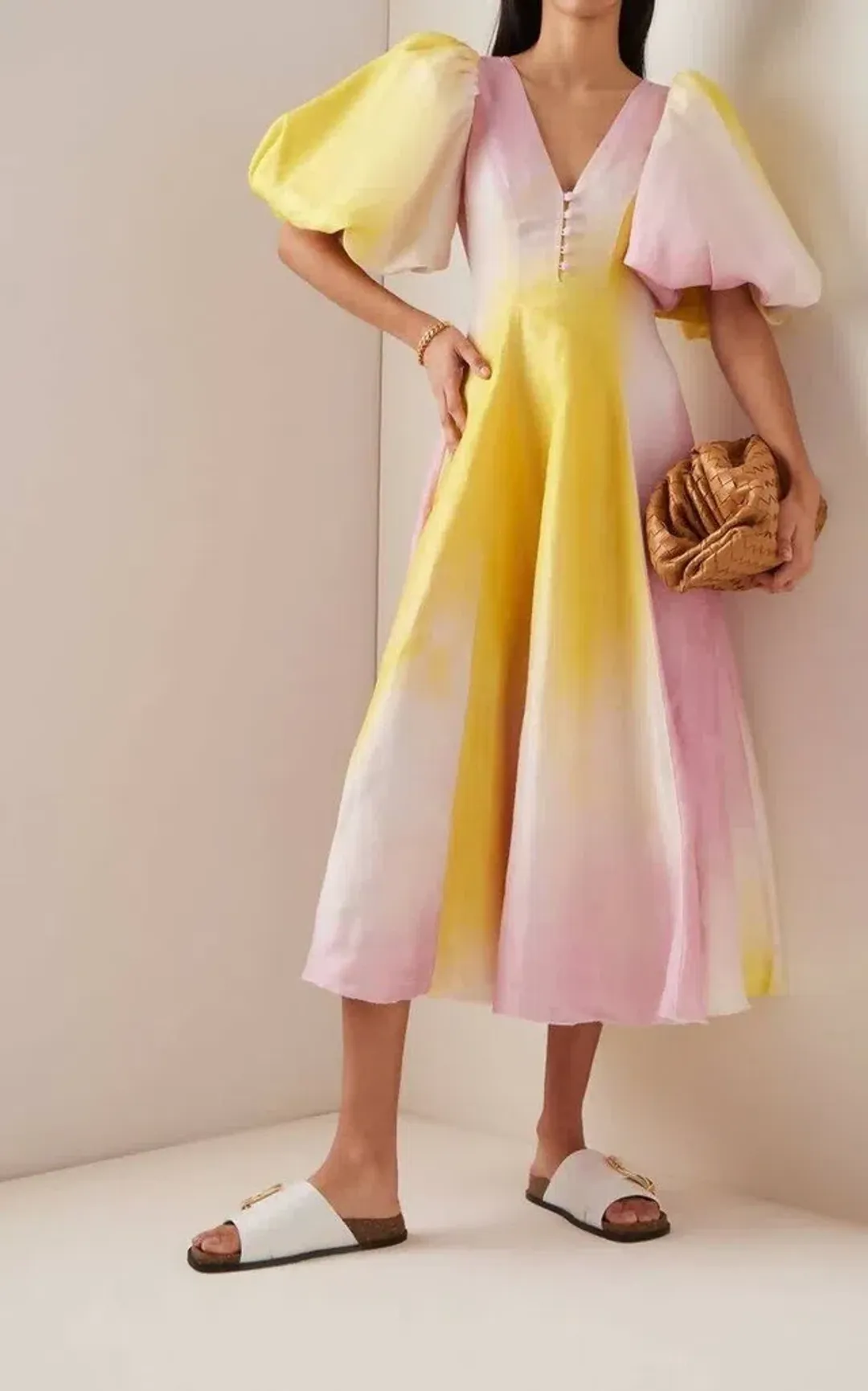 Aje Cloud Burst Midi Dress Multi Size 14 for rent on The Volte - main image