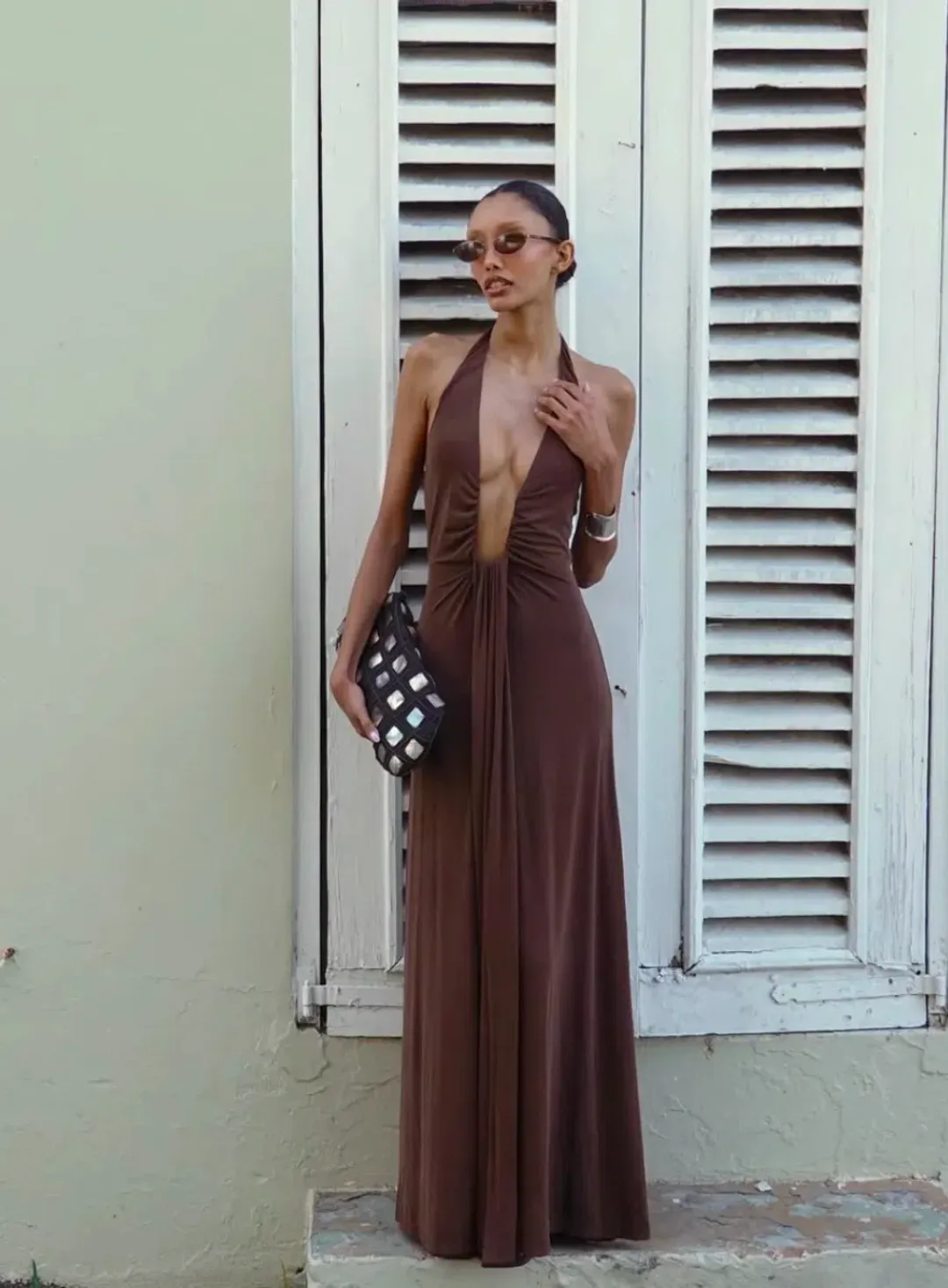 Jennifer Cupro Maxi Cedar Brown Size 10 for rent on The Volte - main image