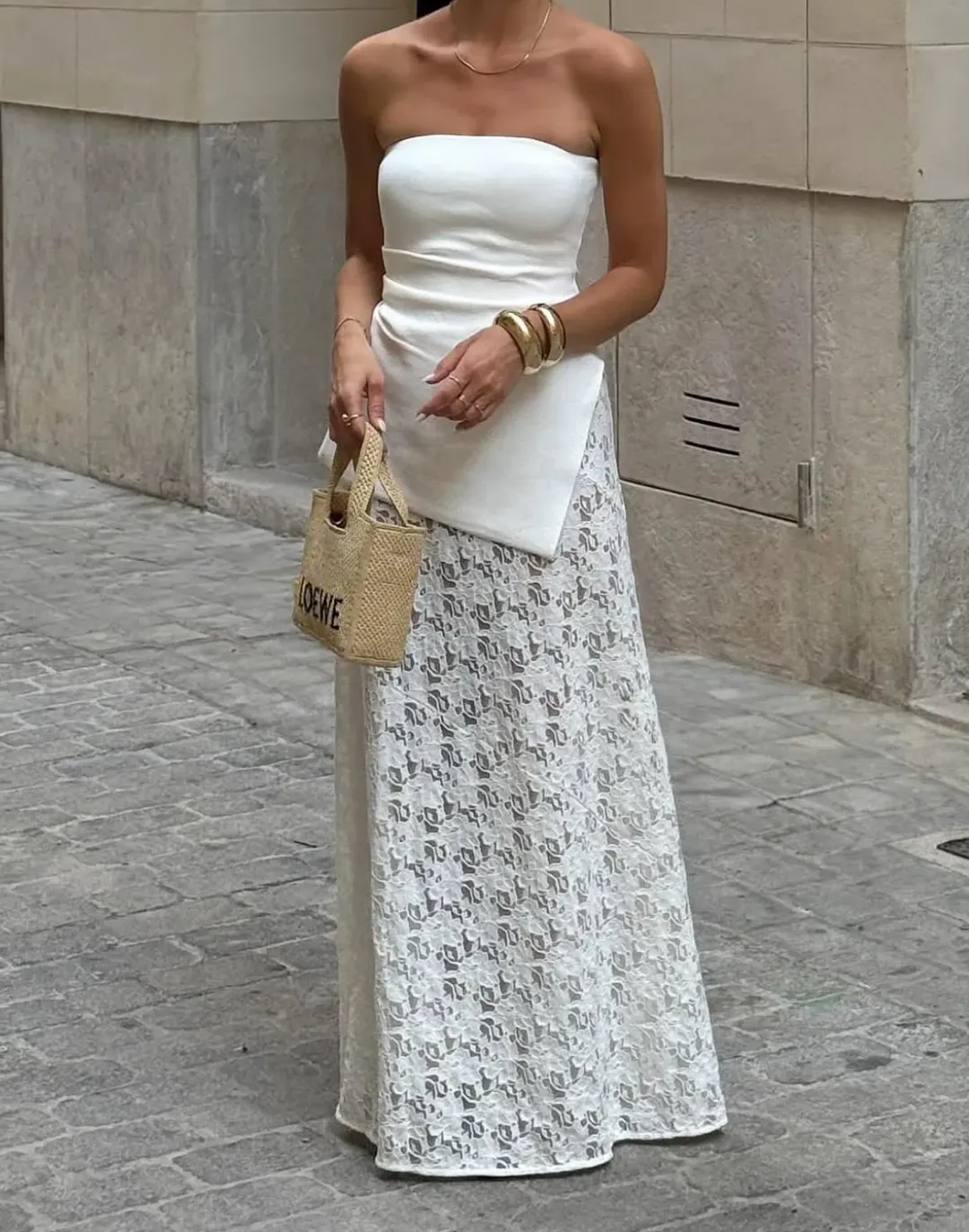 Dissh Loula Lace Skirt and Bandeau Top Off White Size S for rent on The Volte - main image