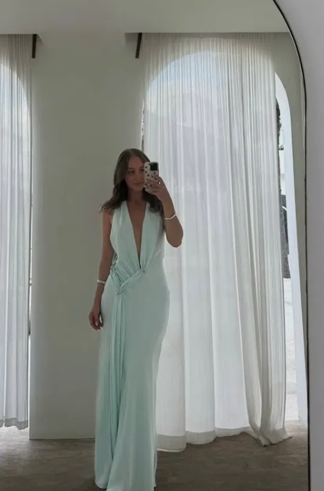 Misha Collection The Harlow Satin Maxi Dress in Ice Blue Size Medium / 10 AU for rent on The Volte - main image