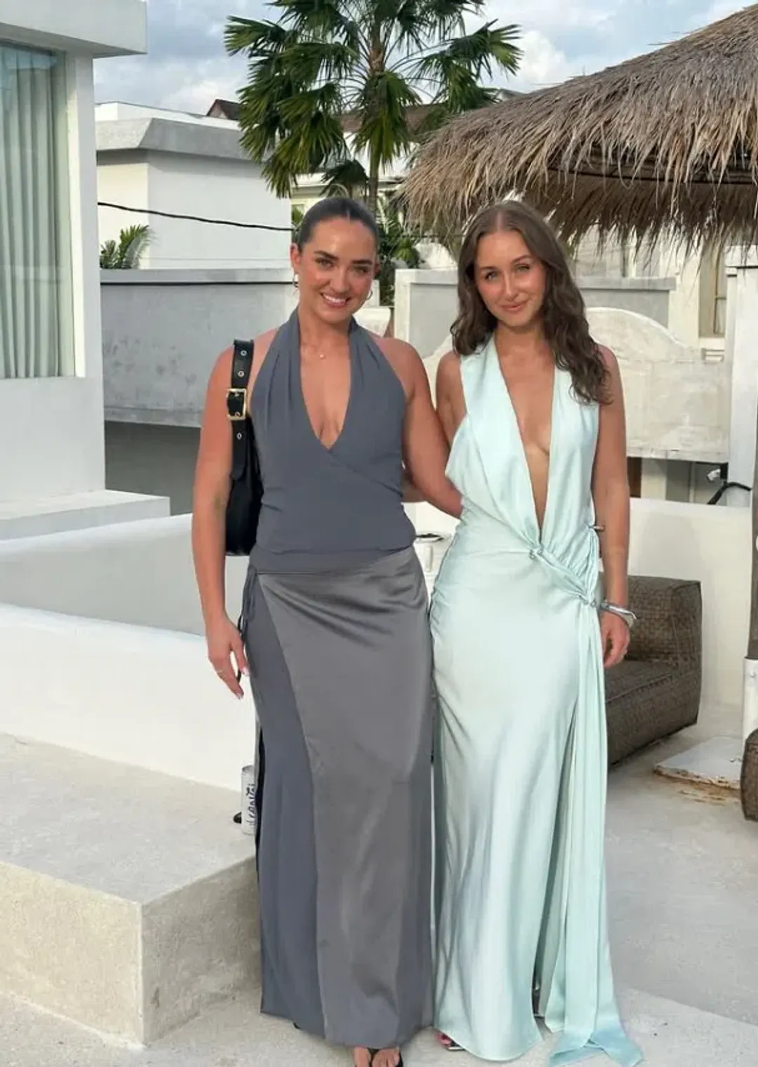 Misha Collection The Harlow Satin Maxi Dress in Ice Blue Size Medium / 10 AU for rent on The Volte - main image