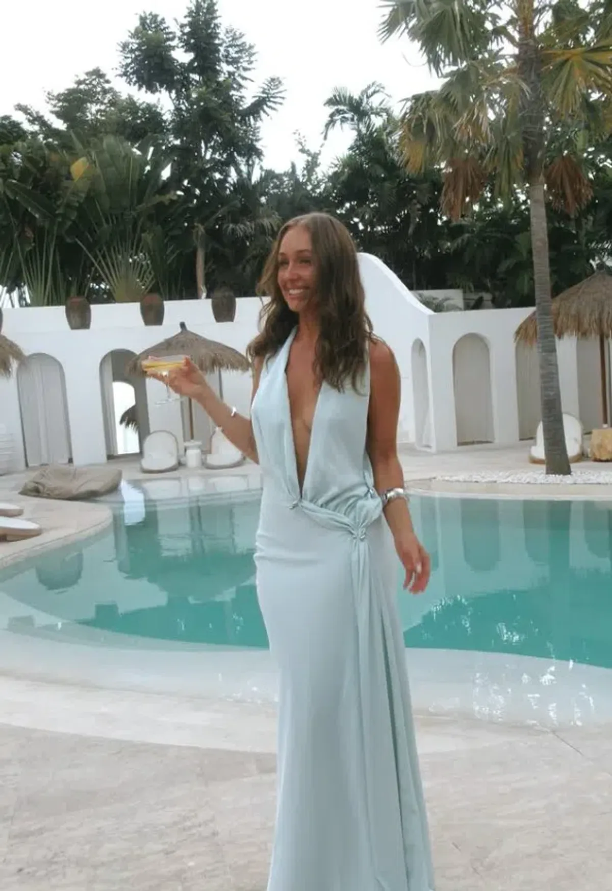 Misha Collection The Harlow Satin Maxi Dress in Ice Blue Size Medium / 10 AU - Image 3