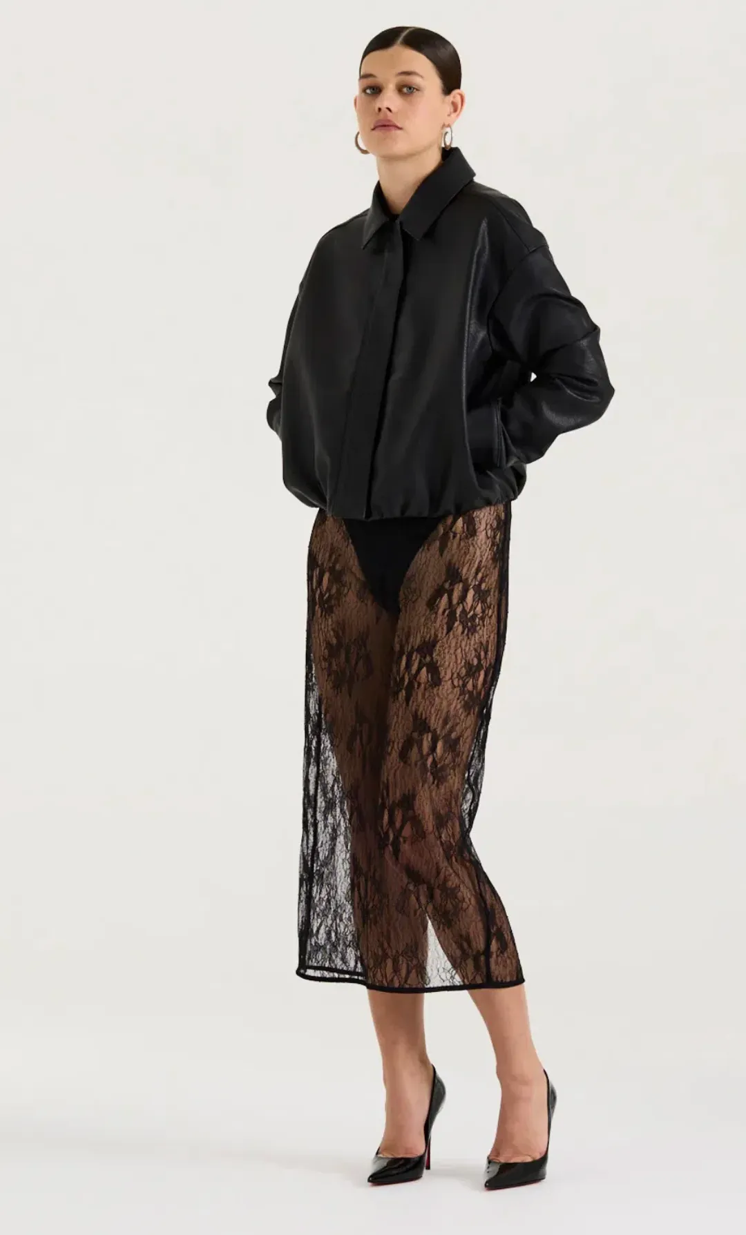 Henne Charlotte Midi Skirt Black Size 10 for rent on The Volte - main image