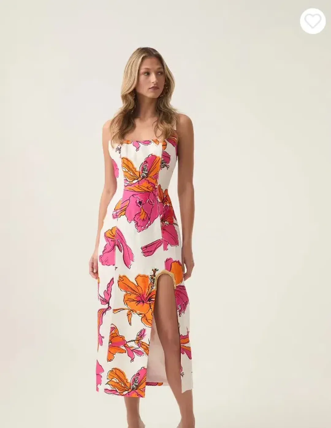 Aje Flourish Midi Dress Vivid Hibiscus Size 8 for rent on The Volte - main image