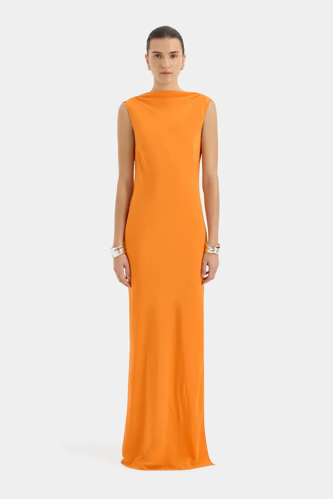 Sir Isla Cowl Back Gown in Orange Size 8 for rent on The Volte - main image