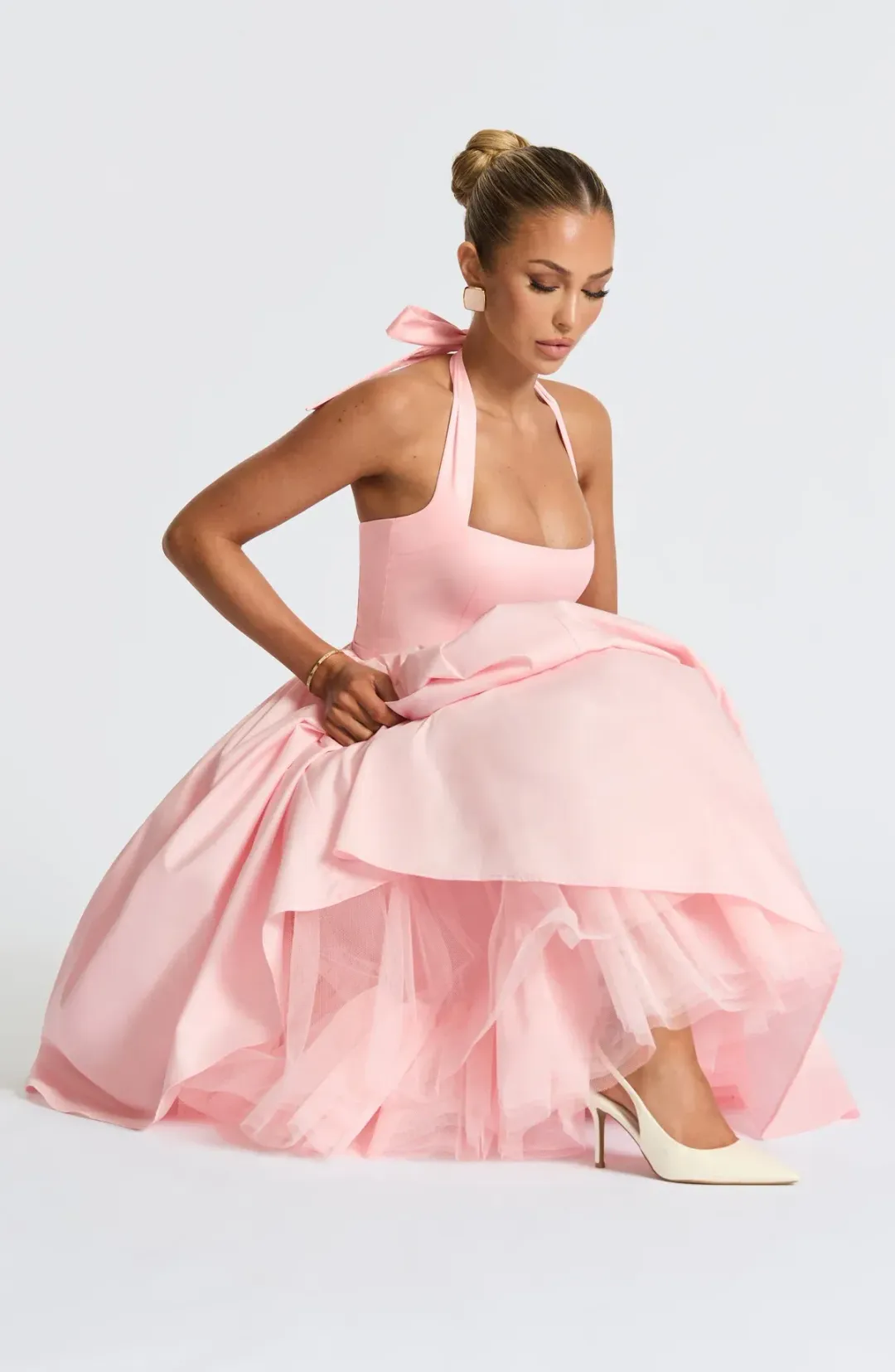 Babyboo Cressida Midi Dress in Blush Size AU8  for rent on The Volte - main image