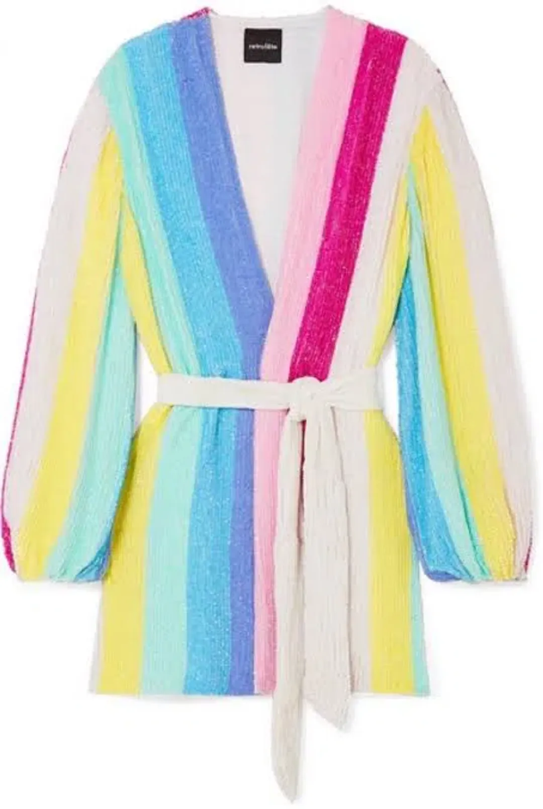 Retrofete Gabrielle Robe Sequin Dress Size Small S Unicorn Stripe Rainbow for rent on The Volte - main image