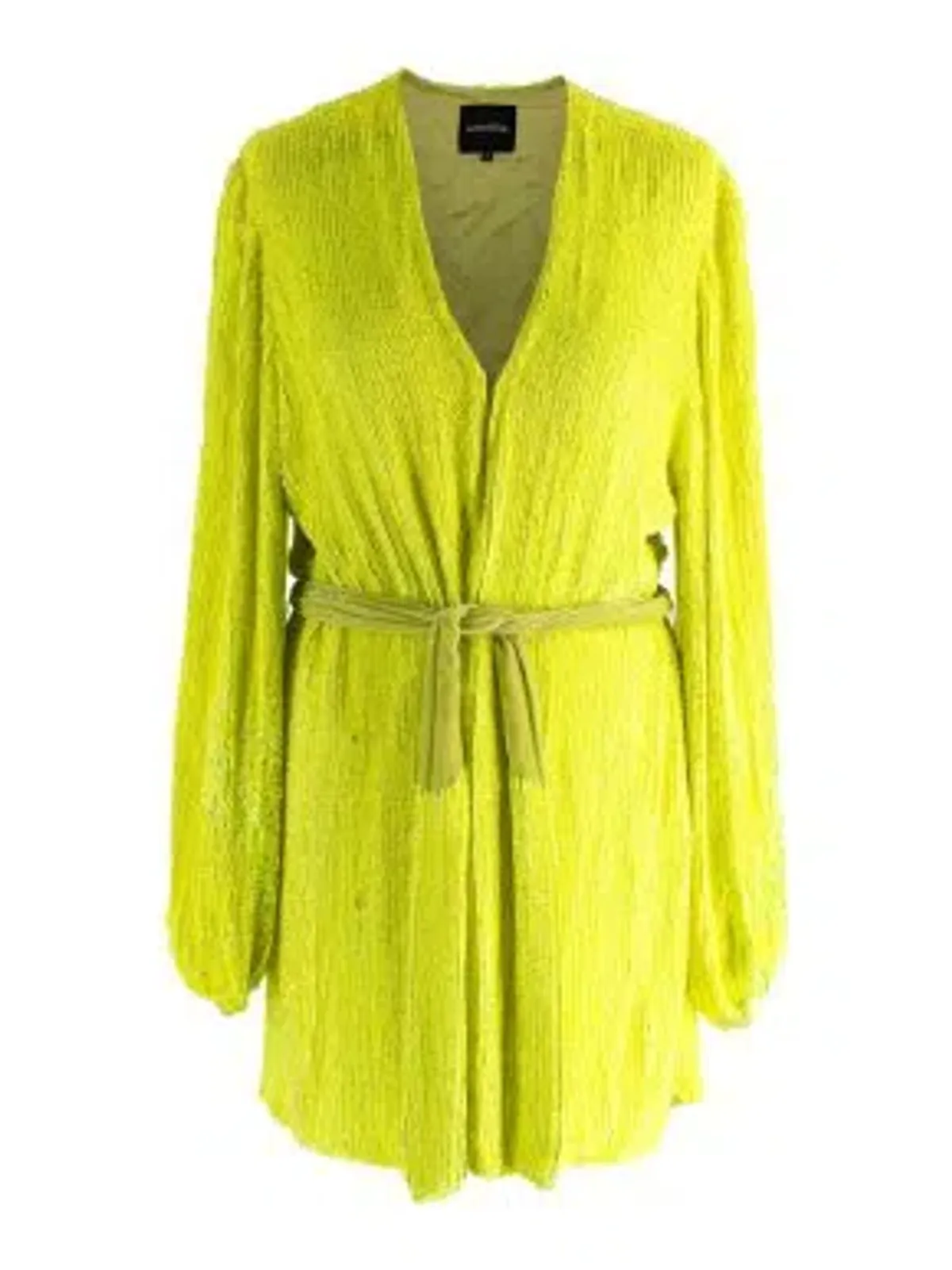 Retrofete Gabrielle Sequin Robe Dress Neon Lime Yellow Size Small S - Image 5
