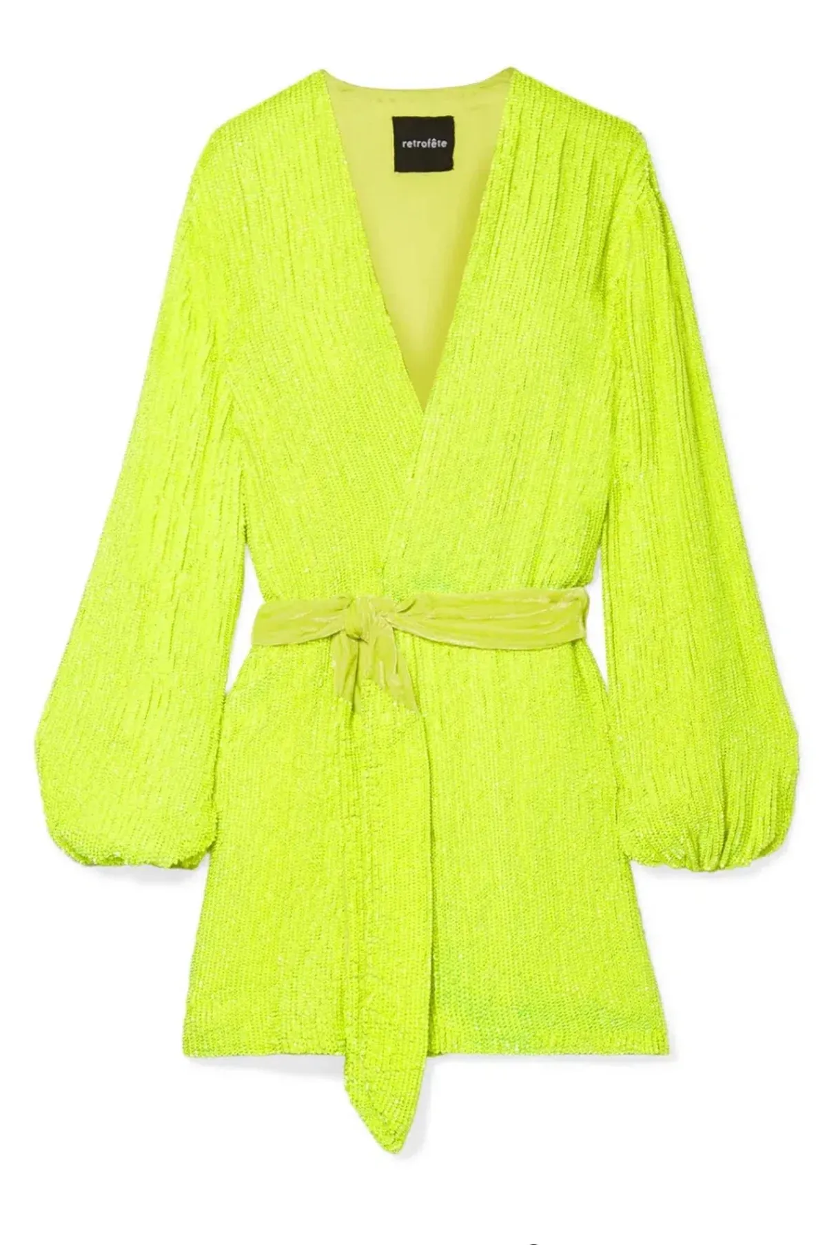 Retrofete Gabrielle Sequin Robe Dress Neon Lime Yellow Size Small S - Image 1