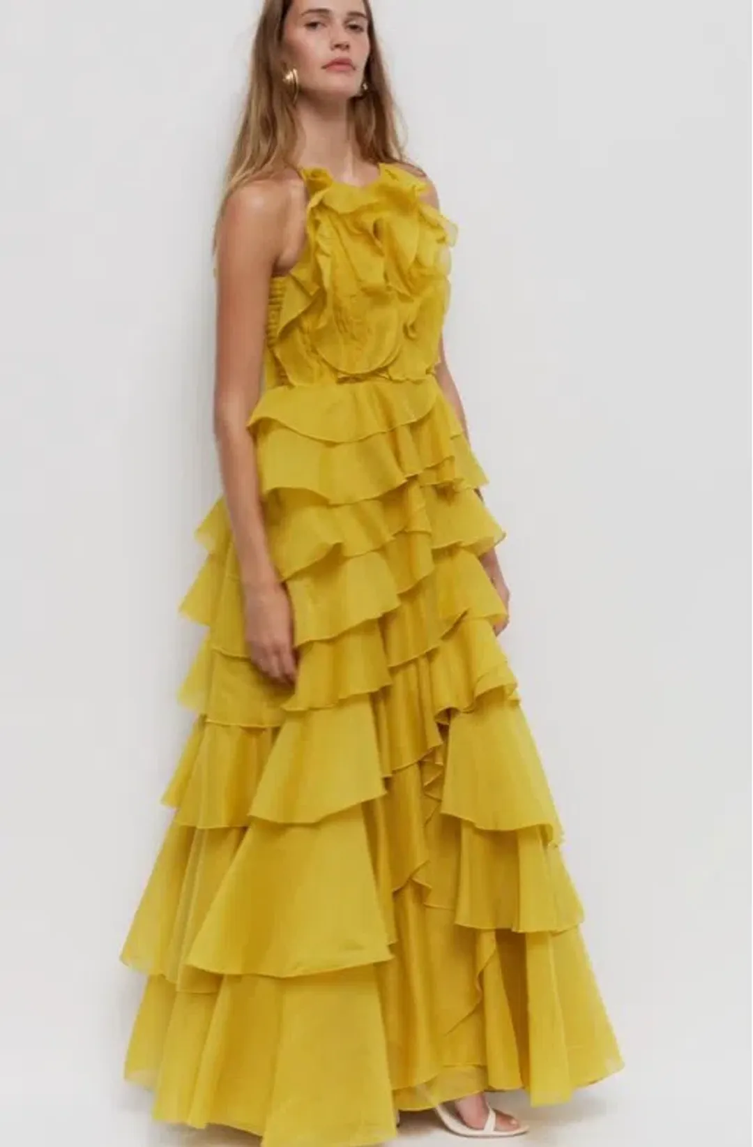 Aje Cleo Maxi Gown in Chartreuse Yellow Size 16 for rent on The Volte - main image
