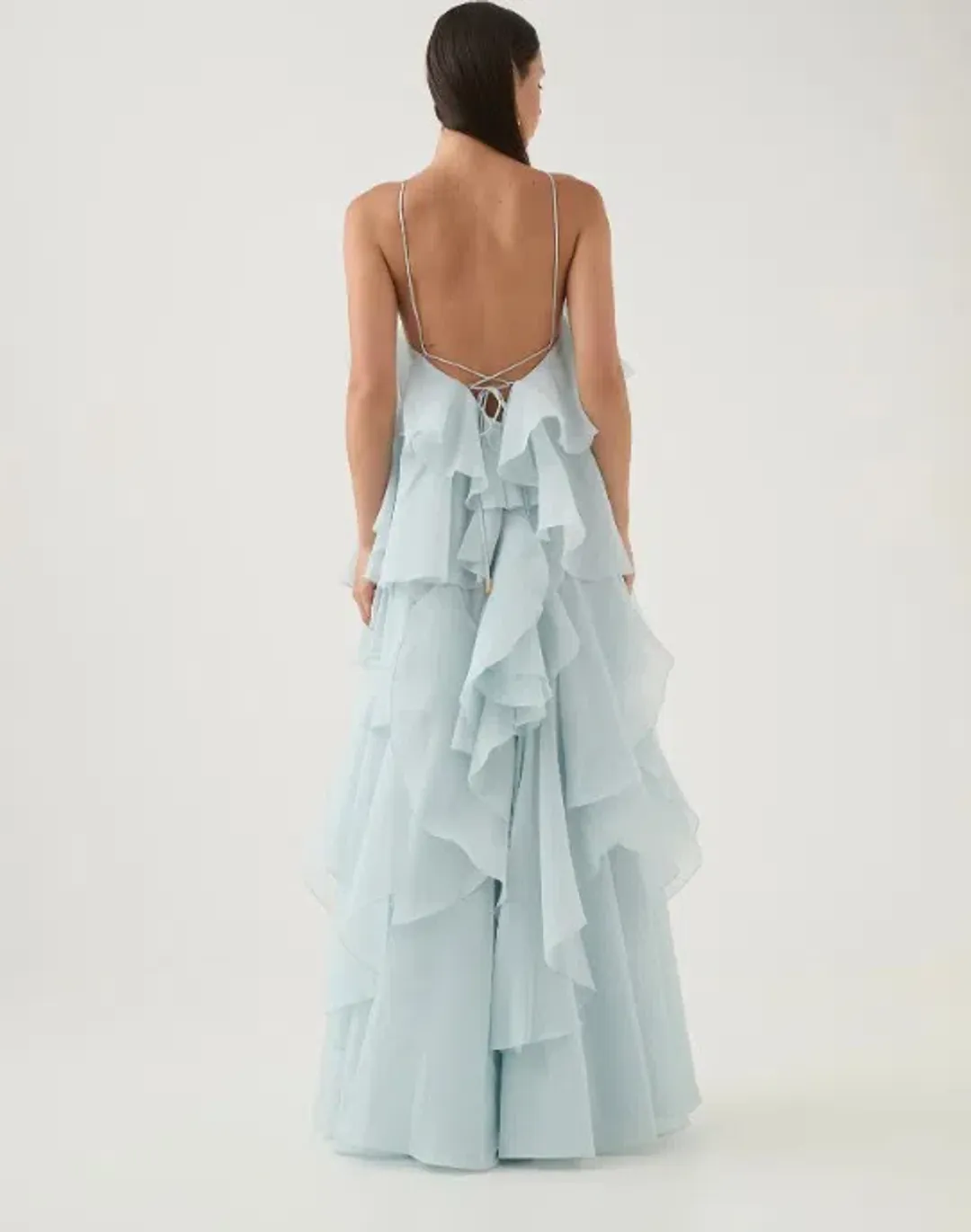 Aje Pandorea Layered Maxi Dress Silver Blue Size 4 for rent on The Volte - main image